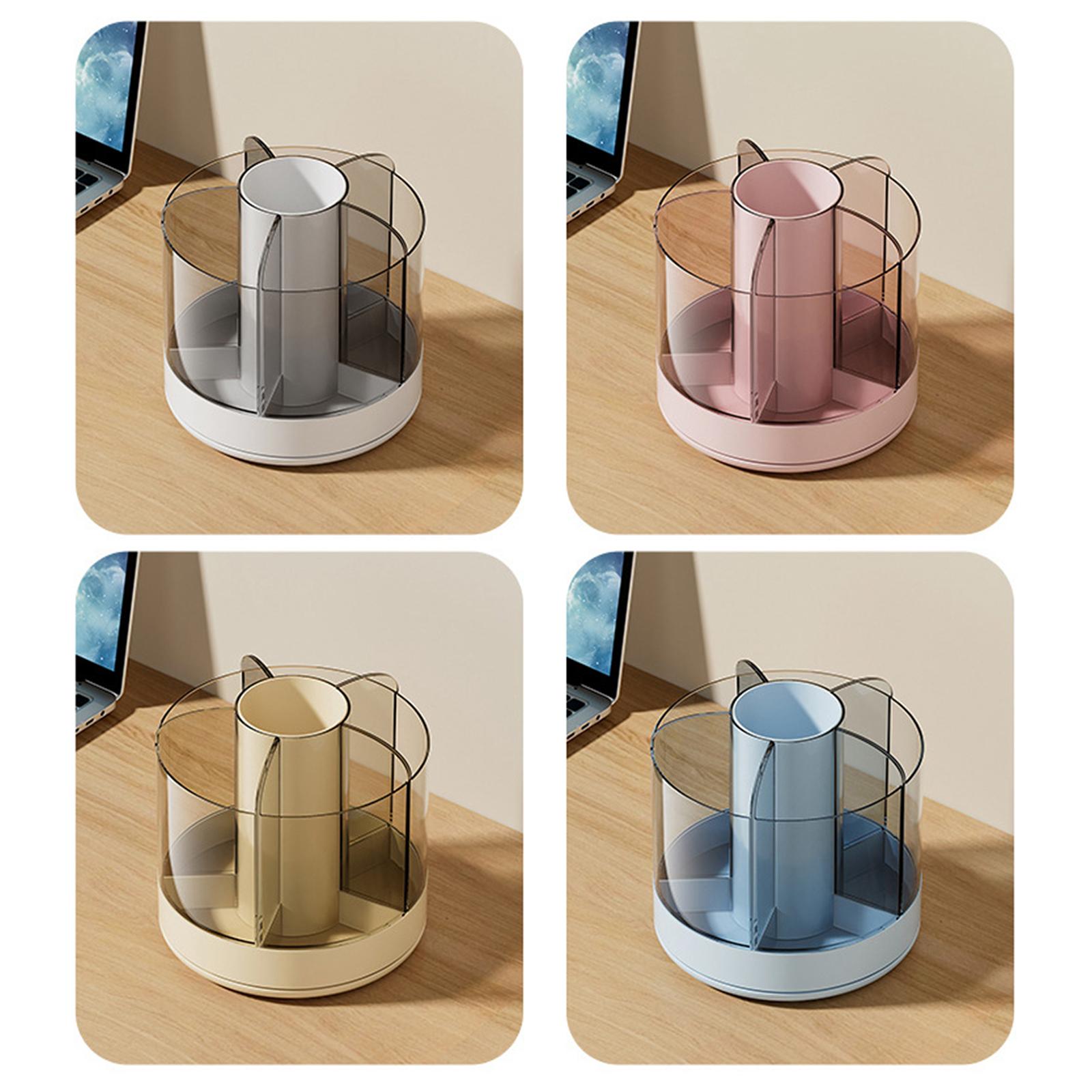 Pencil Holder Cup for Desk Cosmetics Brush Holder Clear for Office Supplies White
