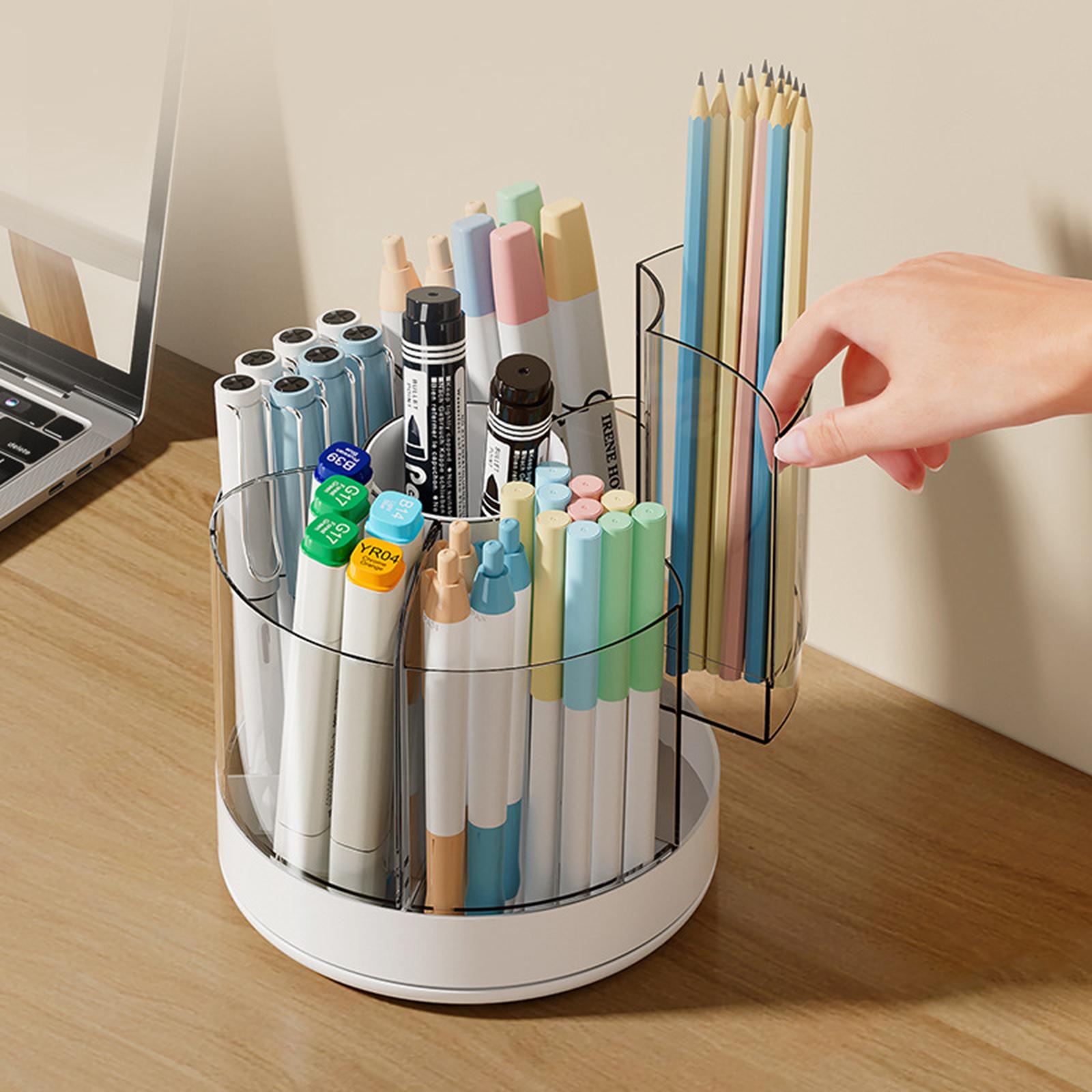 Pencil Holder Cup for Desk Cosmetics Brush Holder Clear for Office Supplies Pink