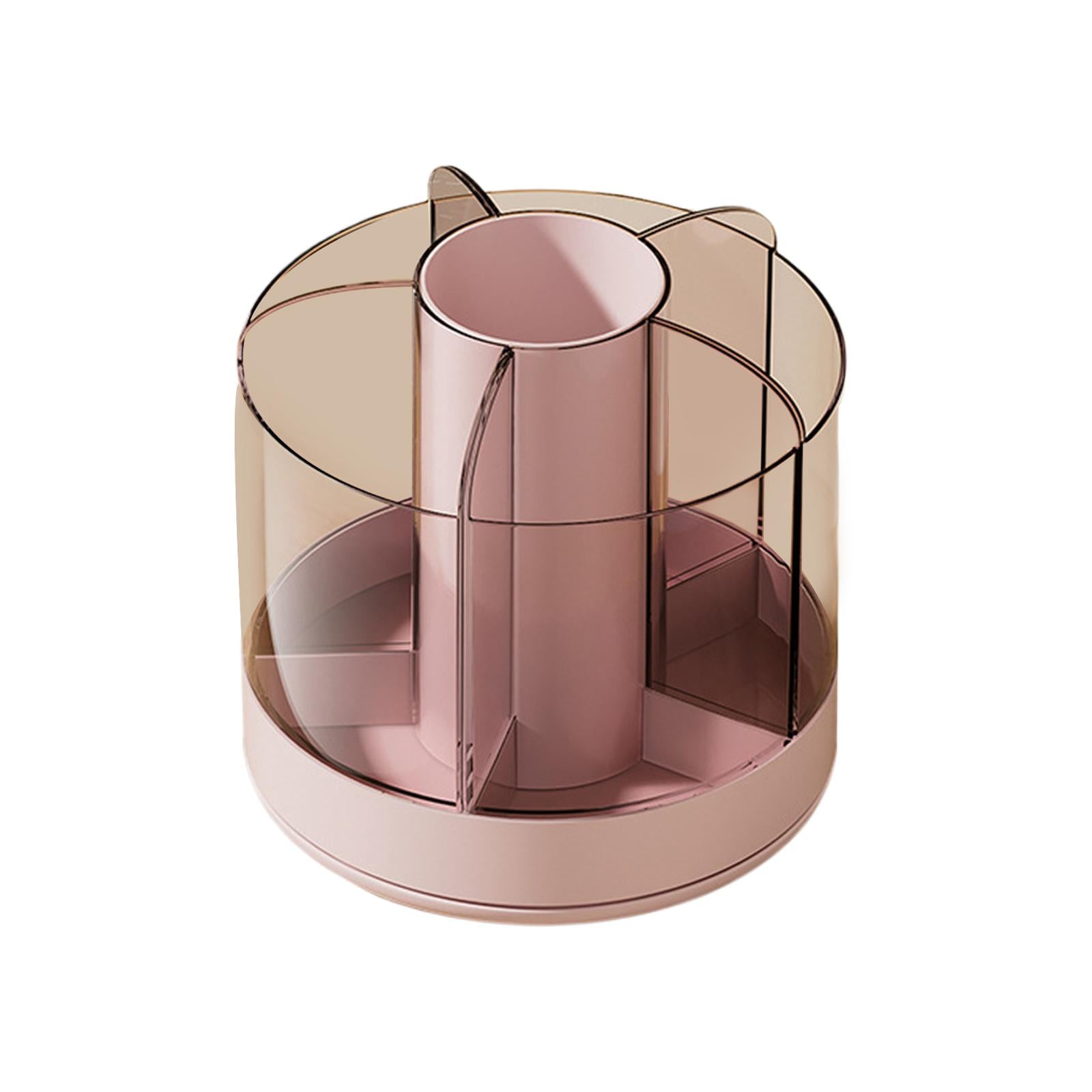Pencil Holder Cup for Desk Cosmetics Brush Holder Clear for Office Supplies Pink