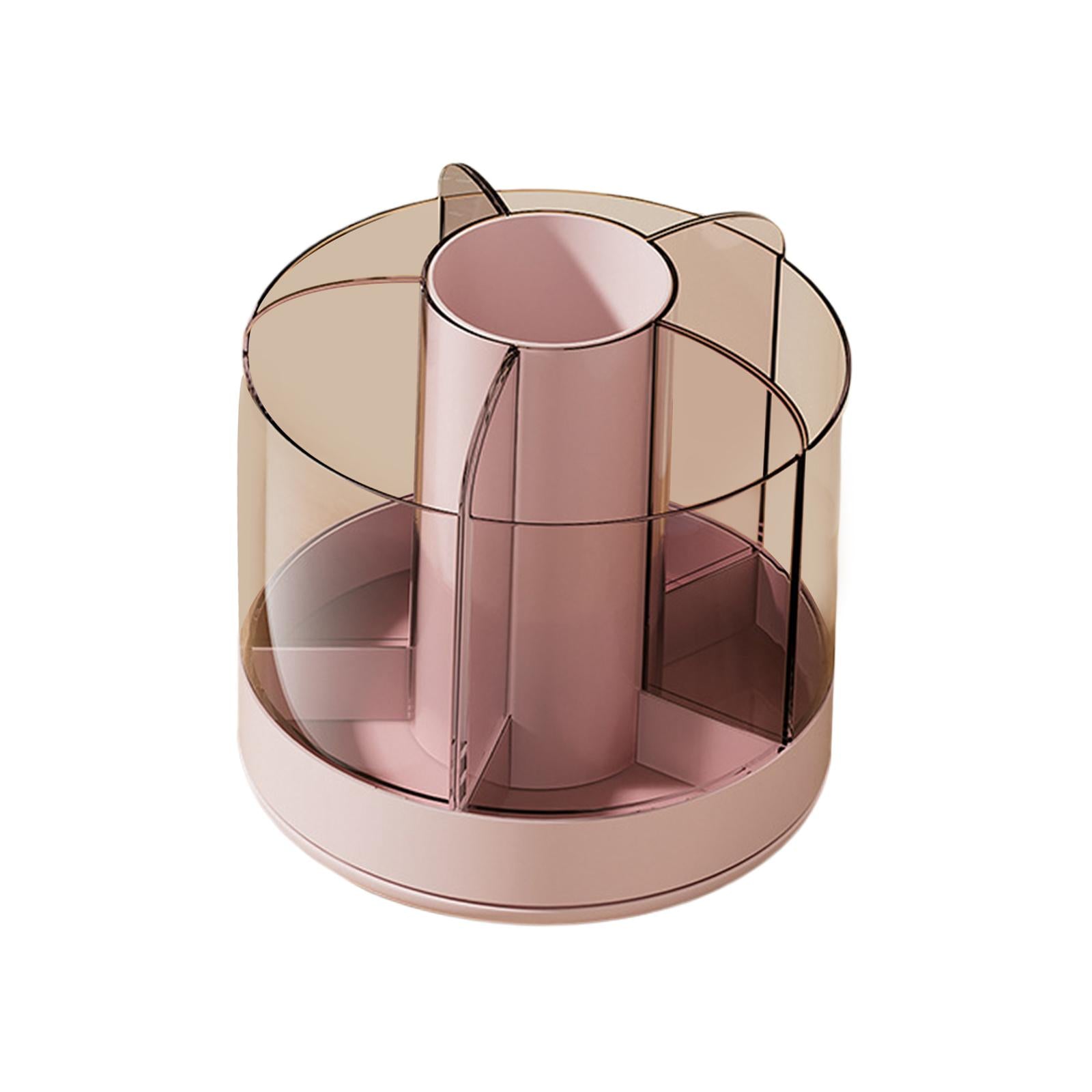 Pencil Holder Cup for Desk Cosmetics Brush Holder Clear for Office Supplies Pink