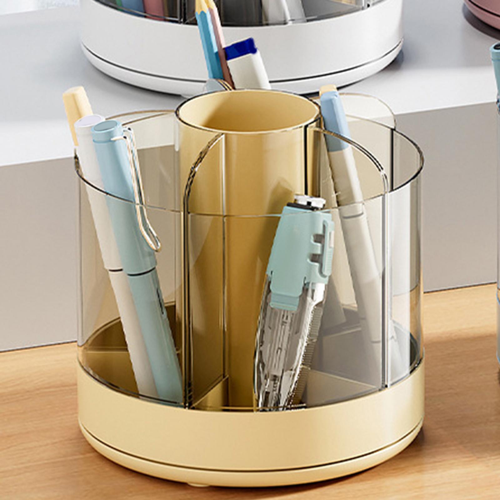 Pencil Holder Cup for Desk Cosmetics Brush Holder Clear for Office Supplies Yellow