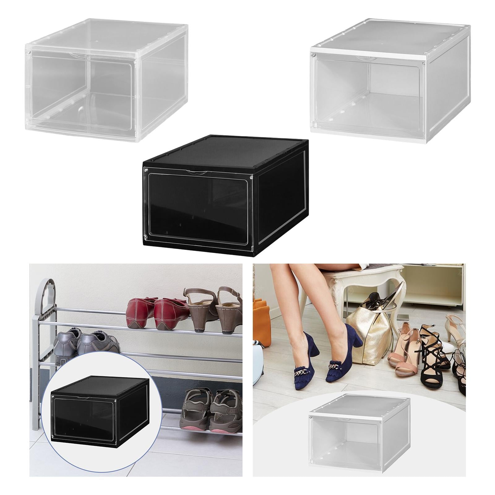 Shoe Box Stackable Shoe Bins Display Case Shoe Container for Closet Clear