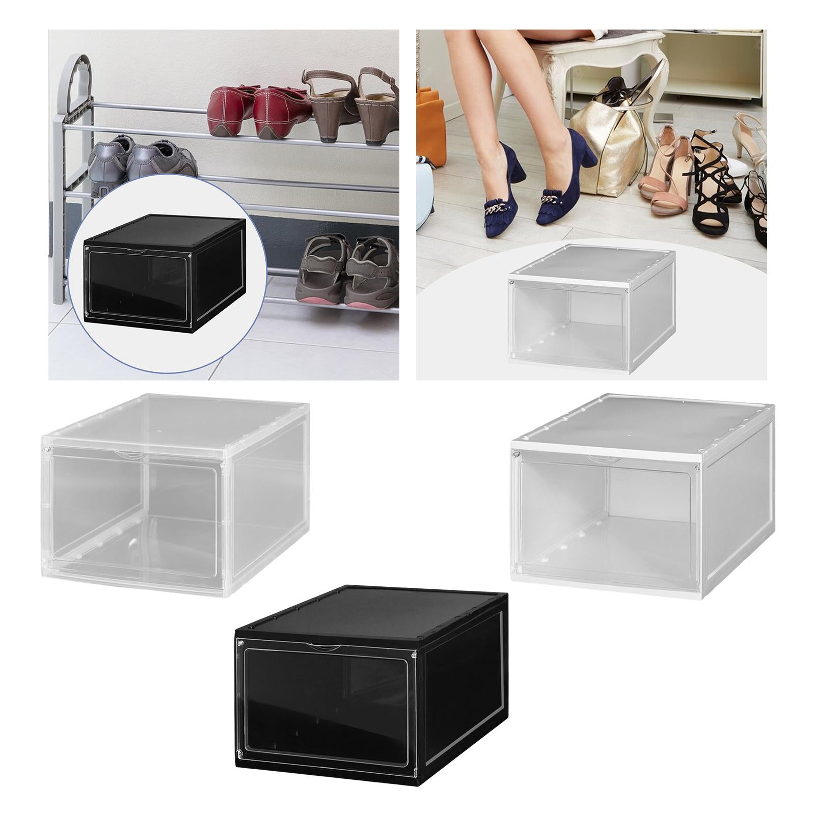 Shoe Box Stackable Shoe Bins Display Case Shoe Container for Closet Clear