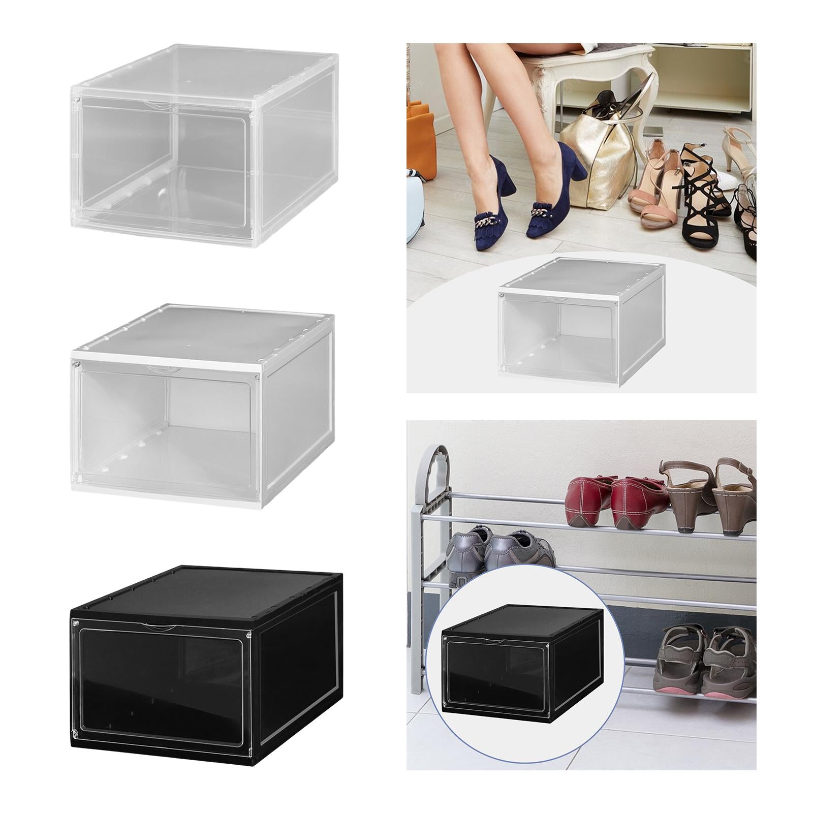 Shoe Box Stackable Shoe Bins Display Case Shoe Container for Closet Clear