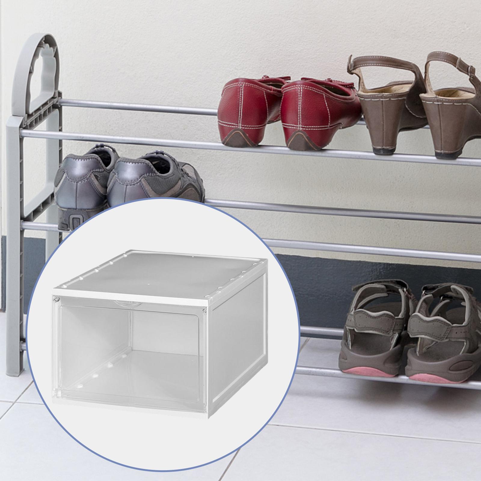 Shoe Box Stackable Shoe Bins Display Case Shoe Container for Closet White