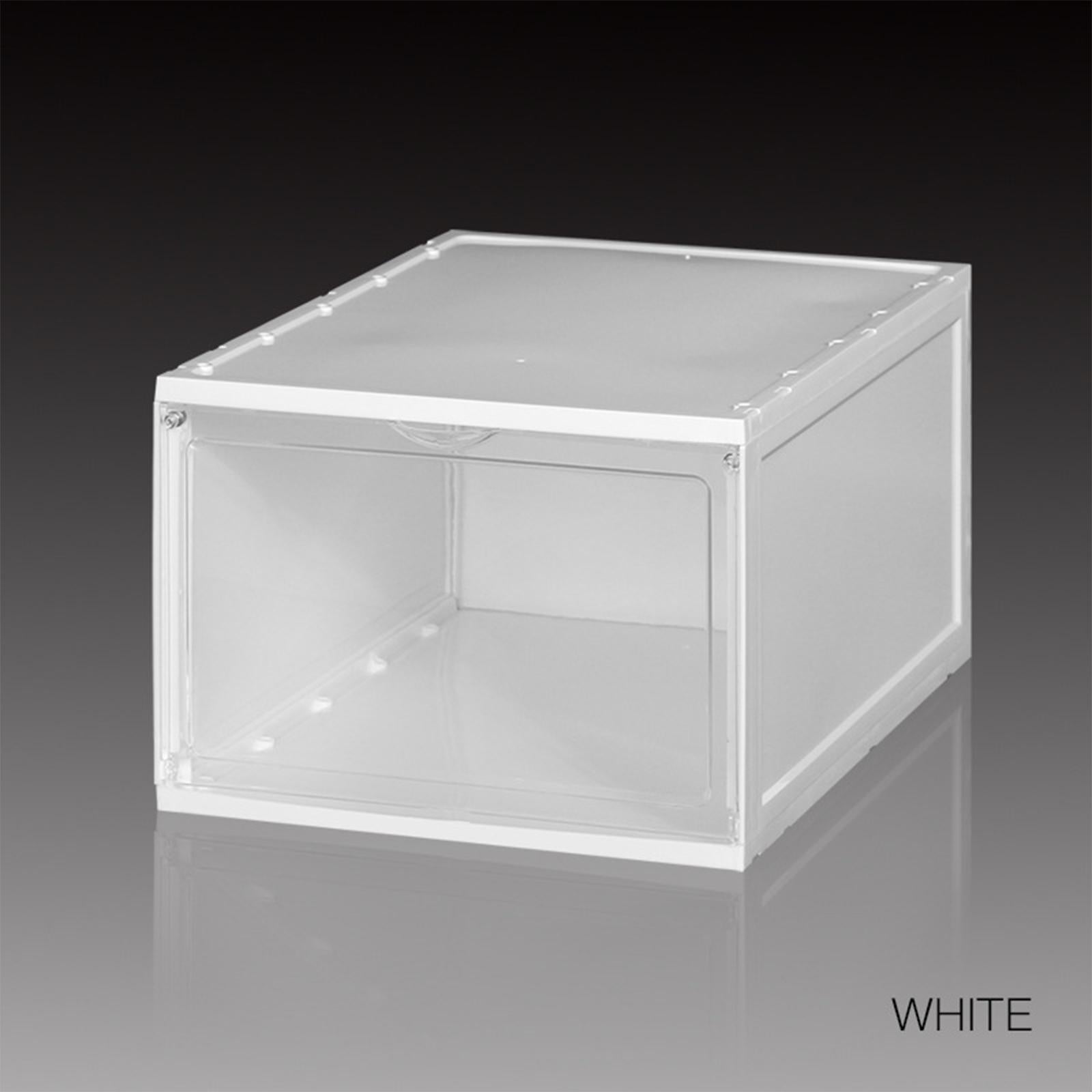 Shoe Box Stackable Shoe Bins Display Case Shoe Container for Closet White