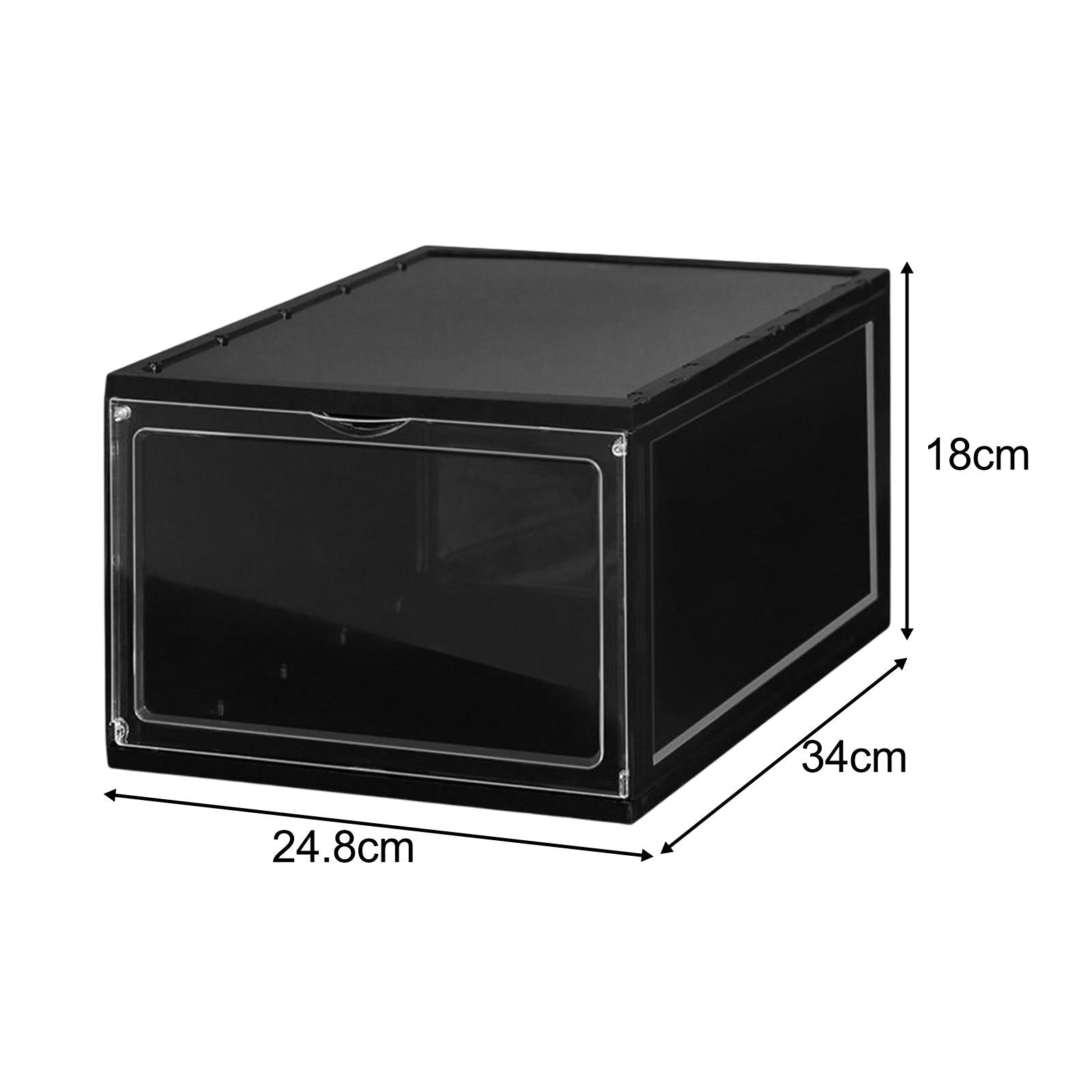 Shoe Box Stackable Shoe Bins Display Case Shoe Container for Closet Black