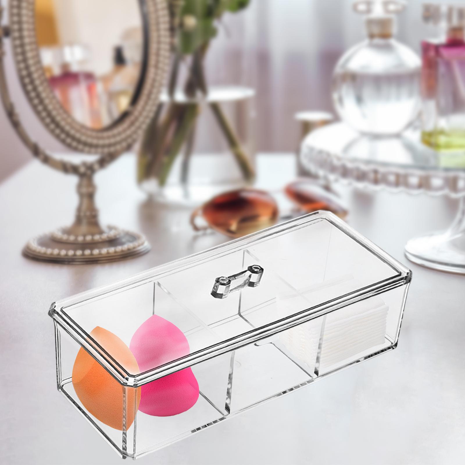 tea bags Organizer Desk Makeup Holder for Bathroom Counter Desk Accessories 3 Grids with Lid