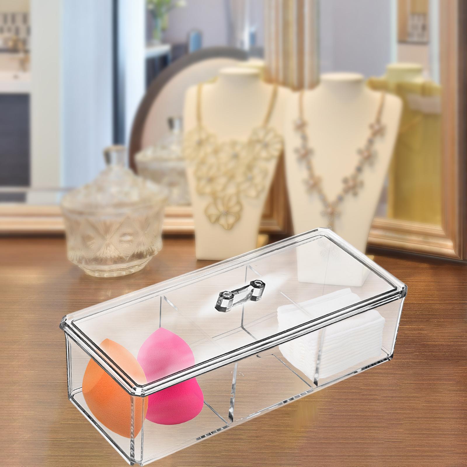 tea bags Organizer Desk Makeup Holder for Bathroom Counter Desk Accessories 3 Grids with Lid