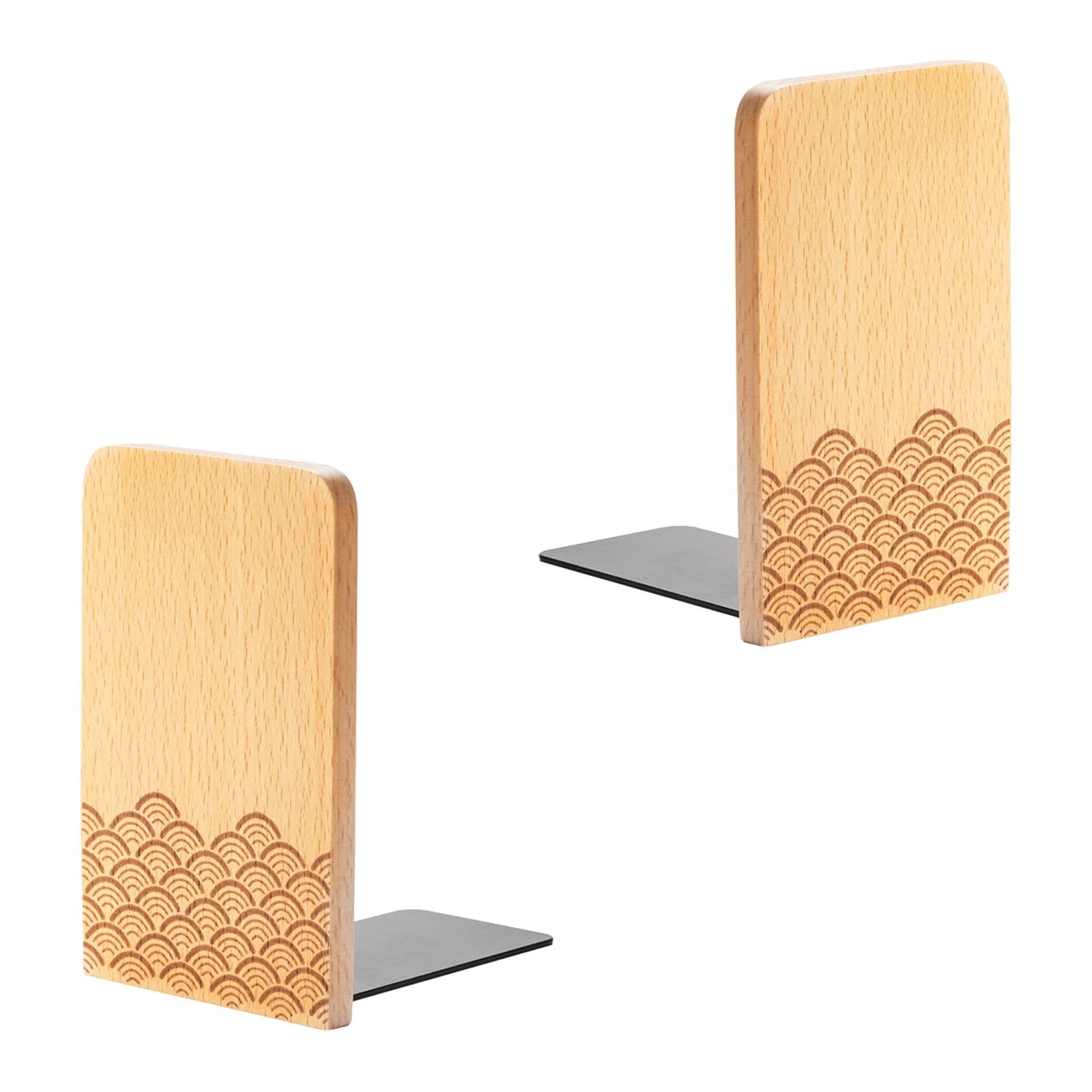 Books Stopper Book Support Non Skid Wooden Bookend for Heavy Books Room