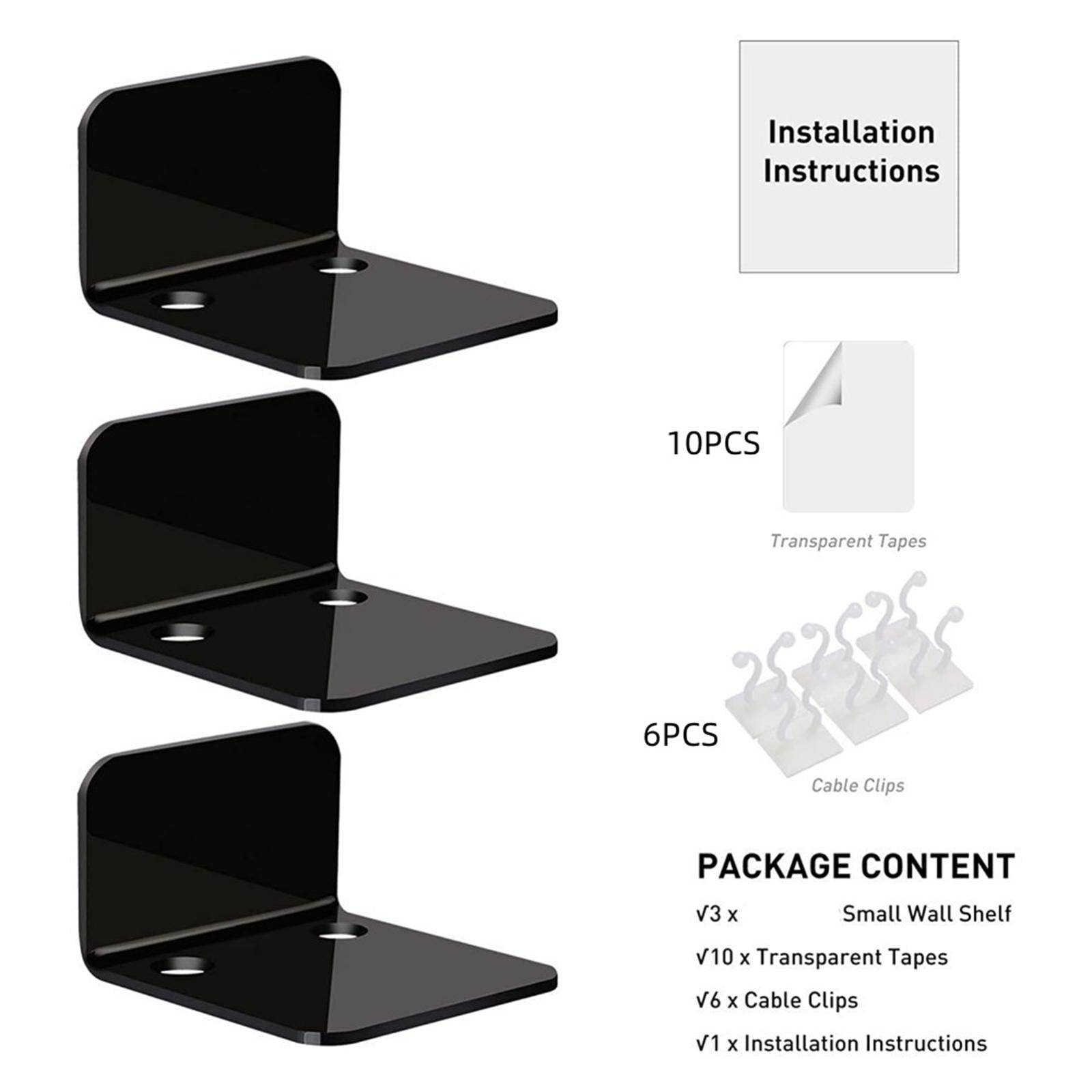 Acrylic Floating Shelves Monitor Top Rack for Collectibles Plants Black