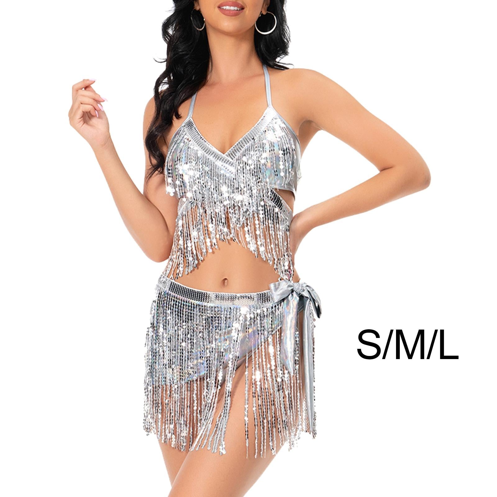 Sequin Tassel Set 3 Piece Outfit for Costume Accessories Party Samba S