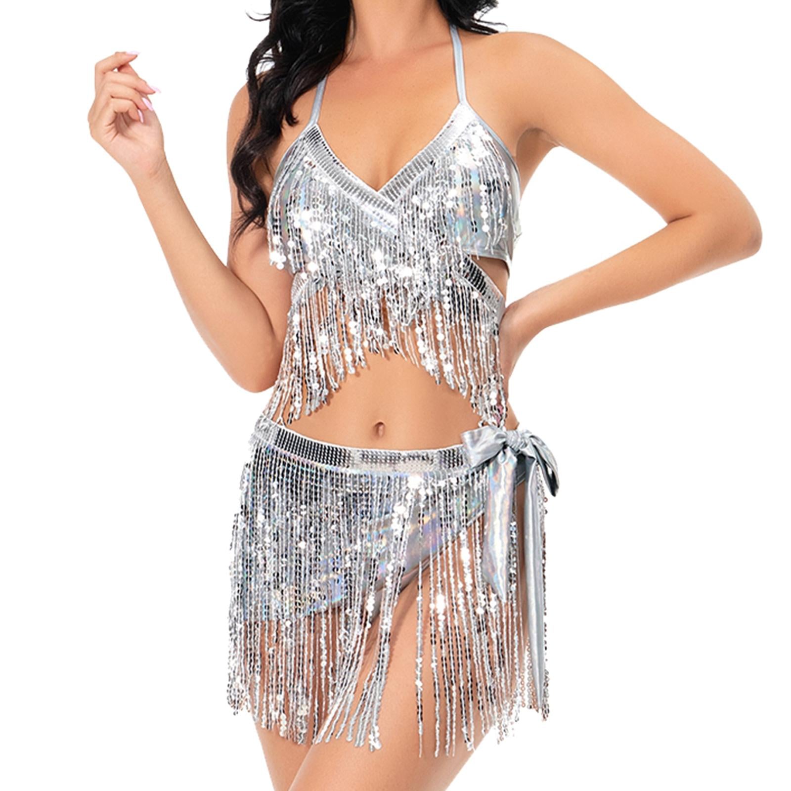 Sequin Tassel Set 3 Piece Outfit for Costume Accessories Party Samba S