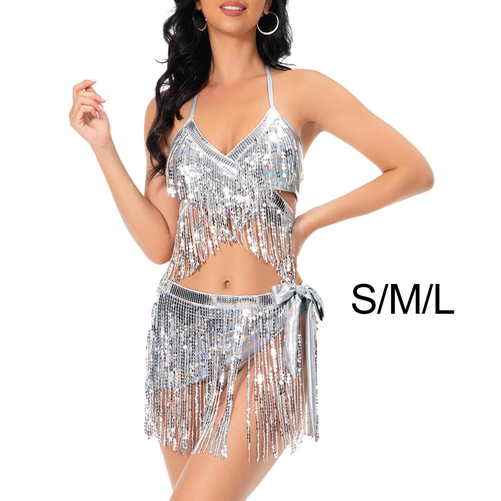 Sequin Tassel Set 3 Piece Outfit for Costume Accessories Party Samba S