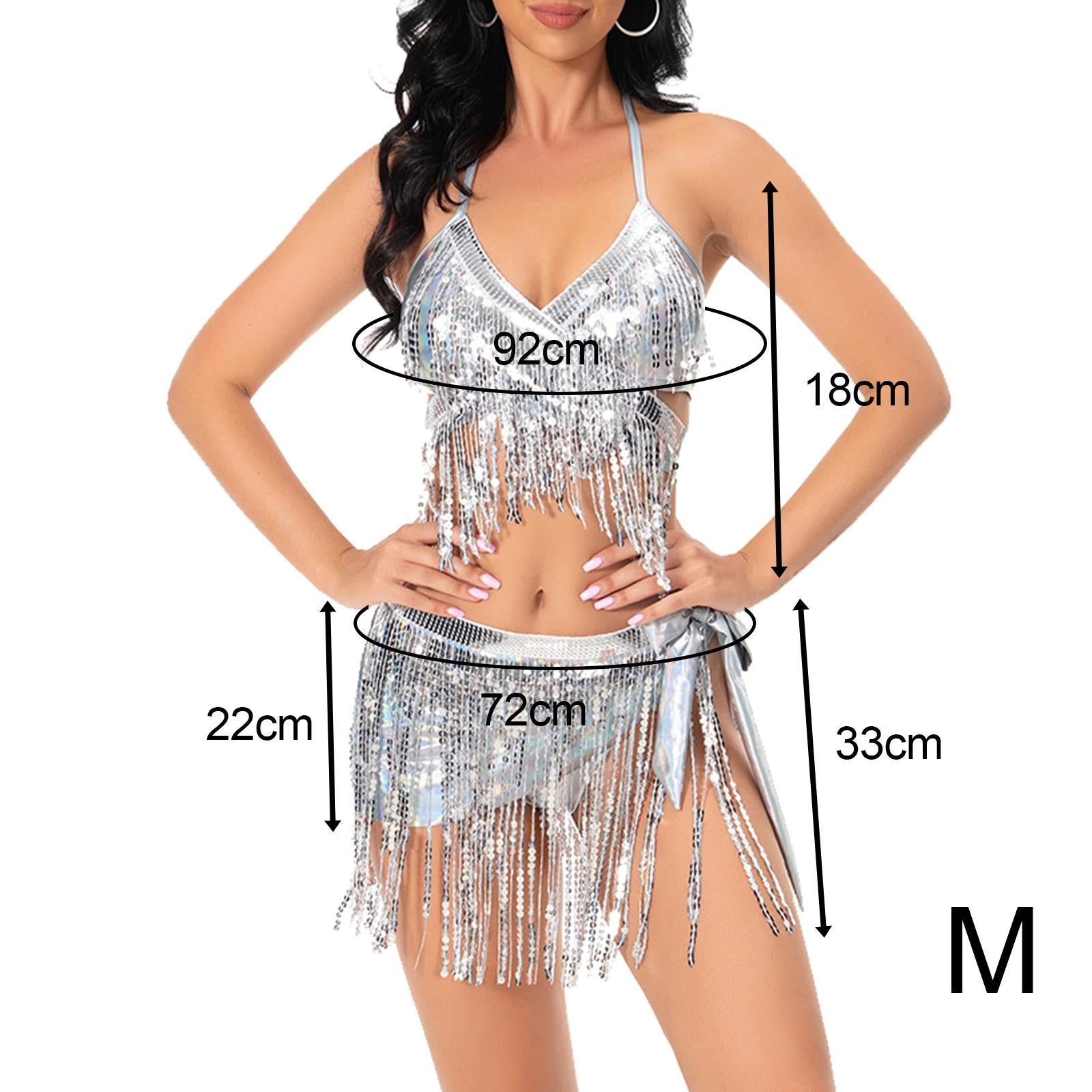 Sequin Tassel Set 3 Piece Outfit for Costume Accessories Party Samba M