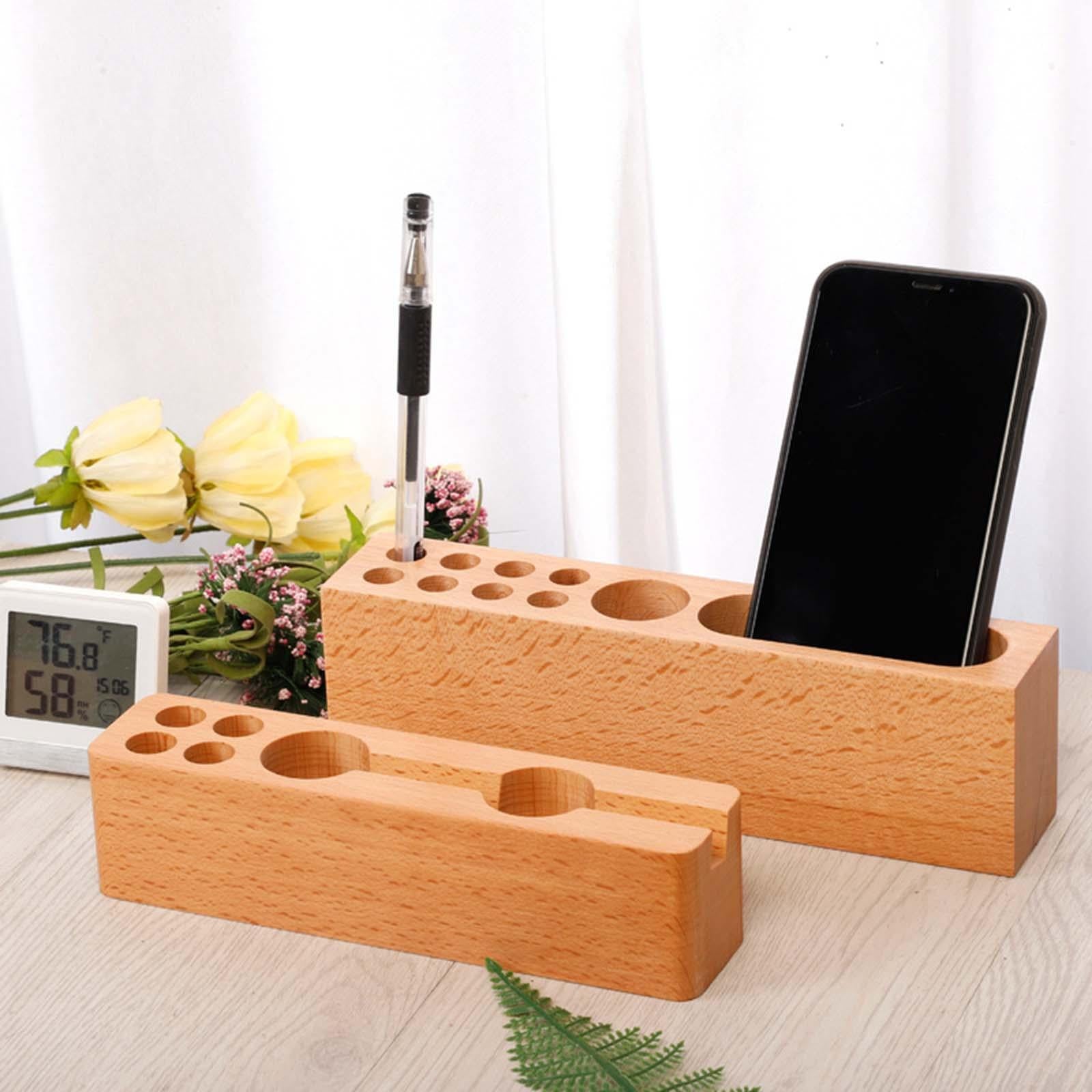 Wooden Pen Holder Durable Wooden Pencil Holder Desk Organizer for Desktop A