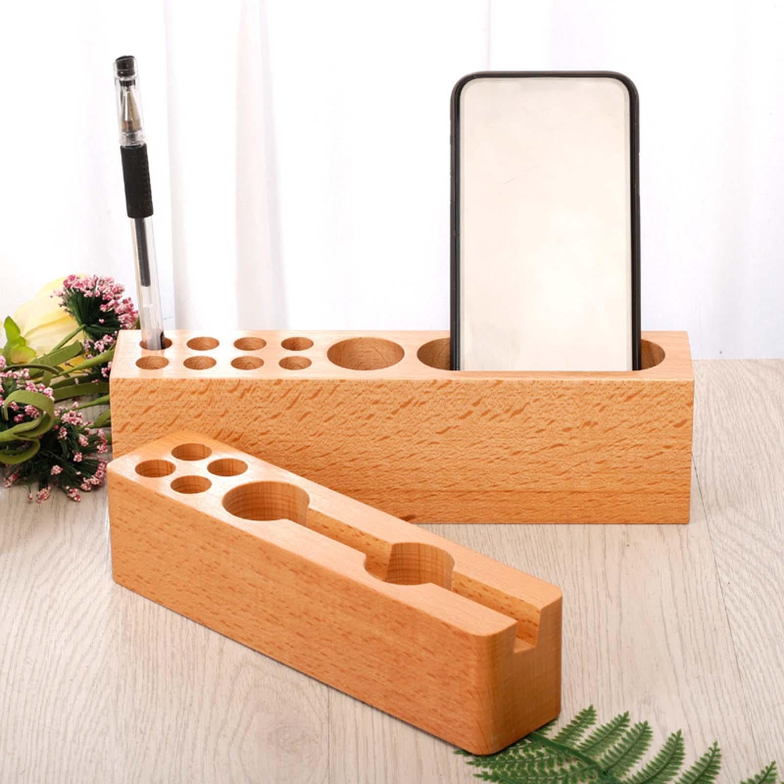 Wooden Pen Holder Durable Wooden Pencil Holder Desk Organizer for Desktop A