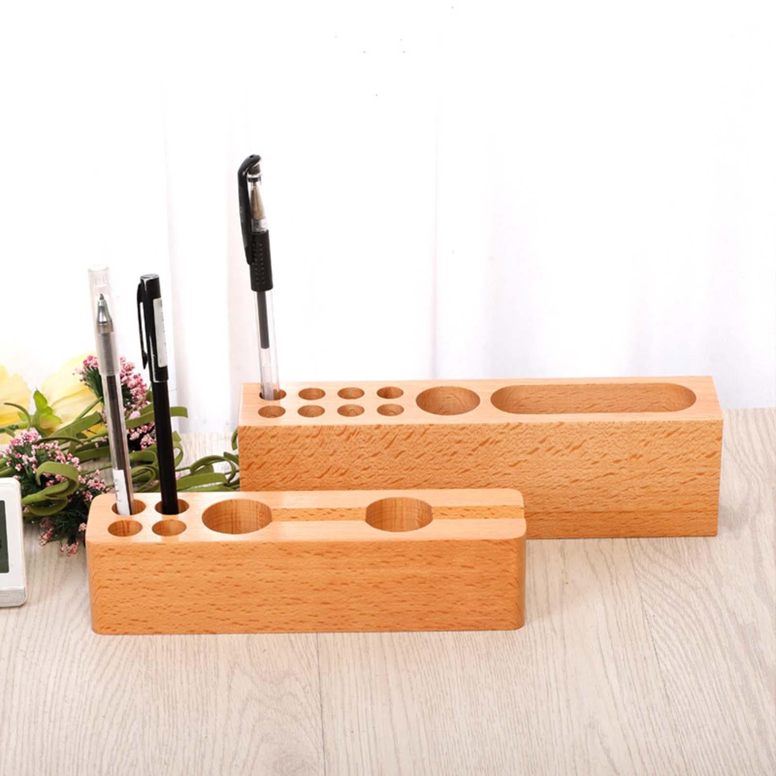 Wooden Pen Holder Durable Wooden Pencil Holder Desk Organizer for Desktop A