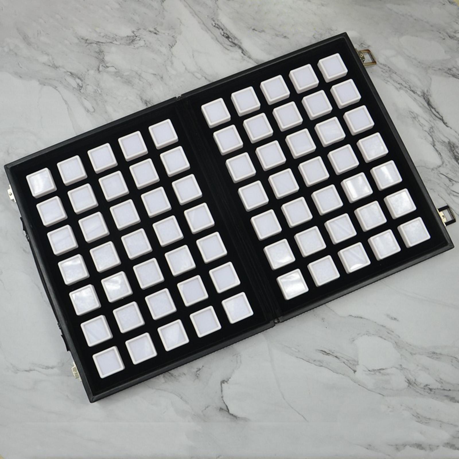 Diamond Gemstone Display Tray Multigrid Showcase Portable for Store Show white 70 grid