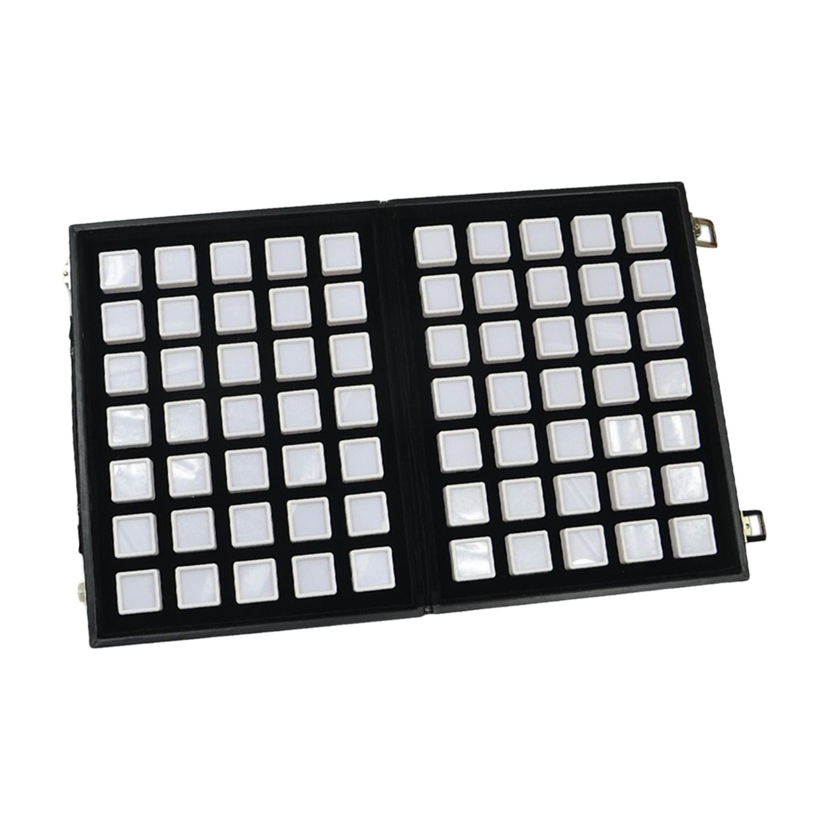 Diamond Gemstone Display Tray Multigrid Showcase Portable for Store Show white 70 grid