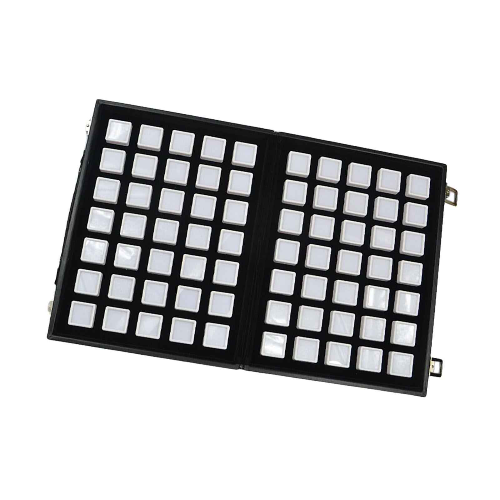 Diamond Gemstone Display Tray Multigrid Showcase Portable for Store Show white 70 grid