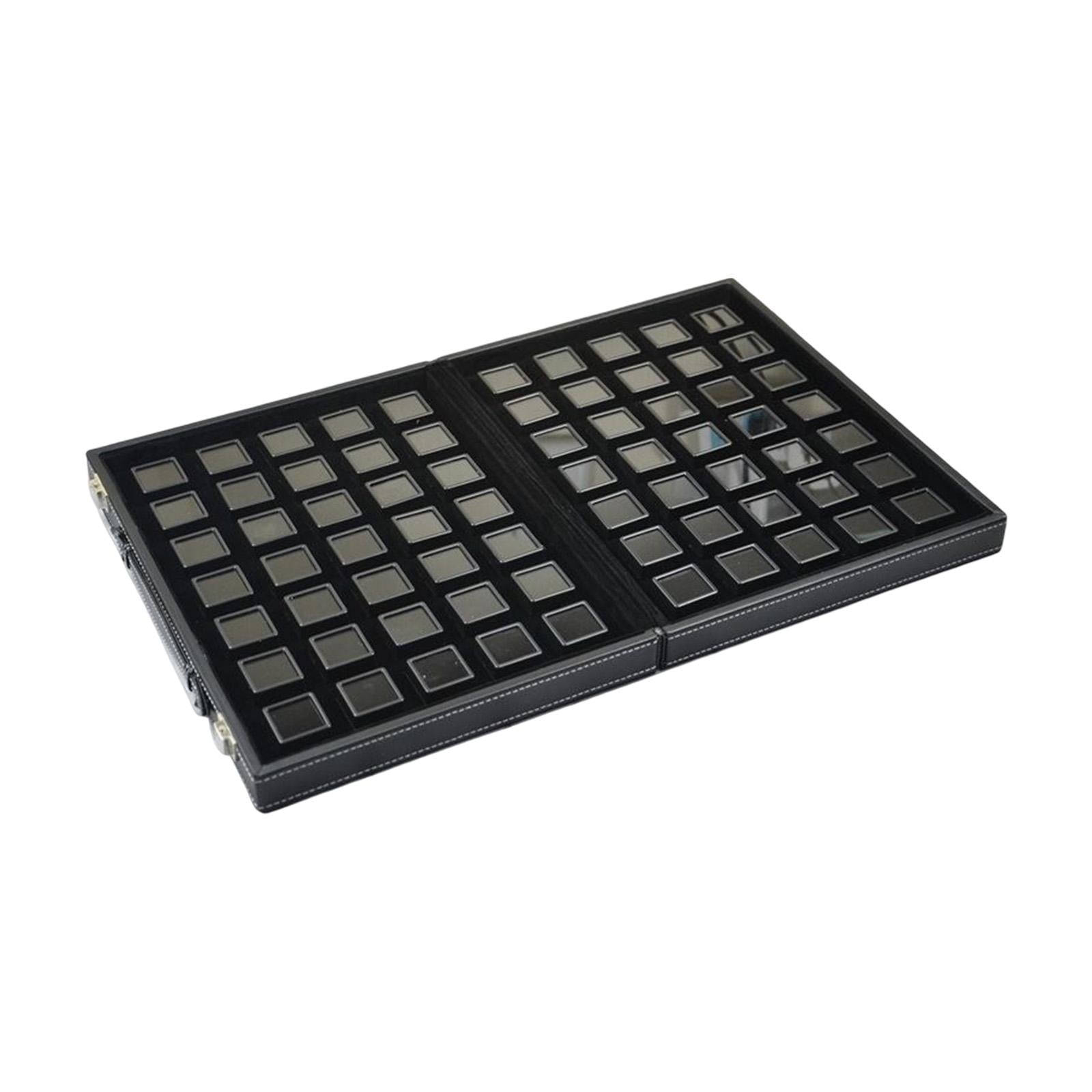 Diamond Gemstone Display Tray Multigrid Showcase Portable for Store Show black 70 grid