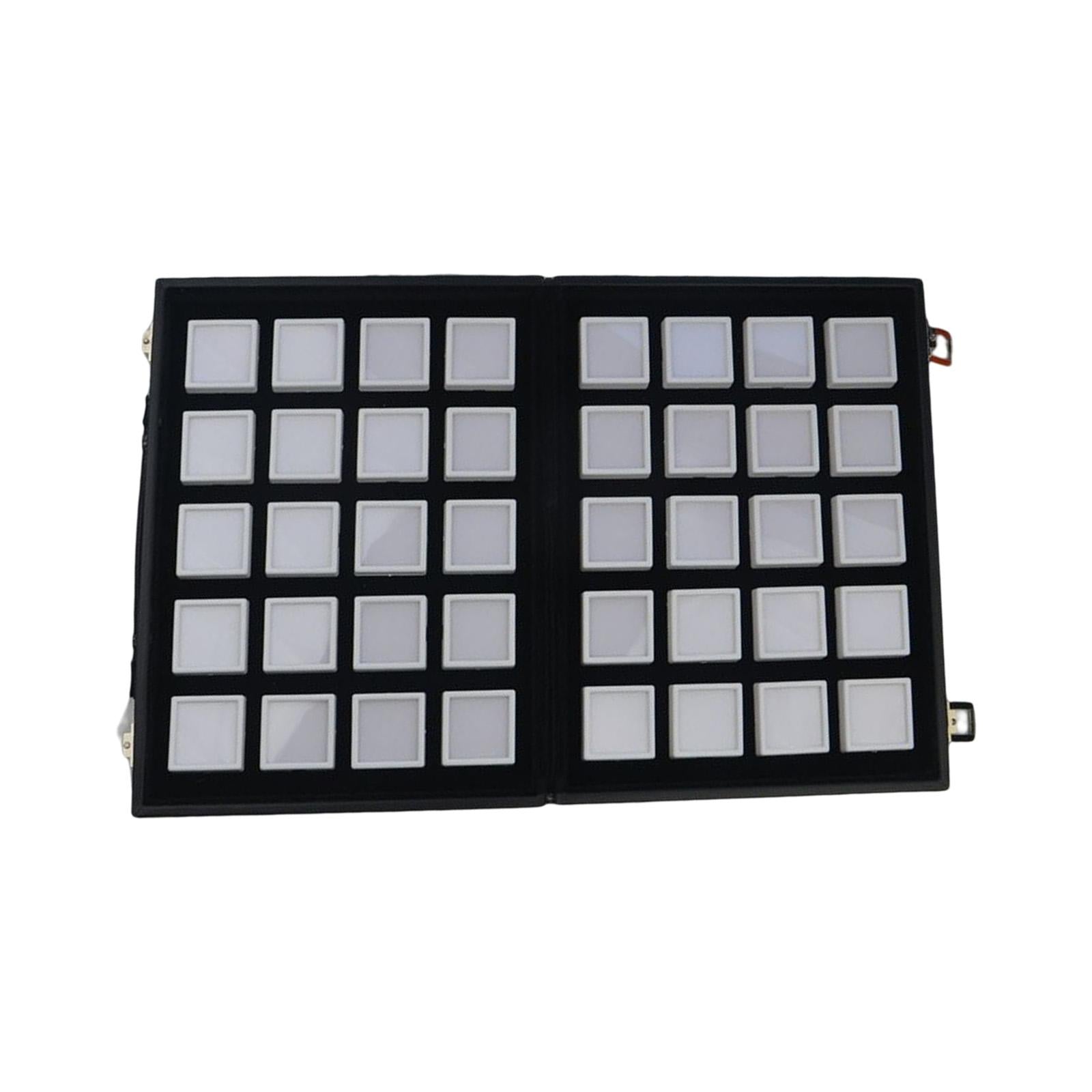 Diamond Gemstone Display Tray Multigrid Showcase Portable for Store Show white 40 grid