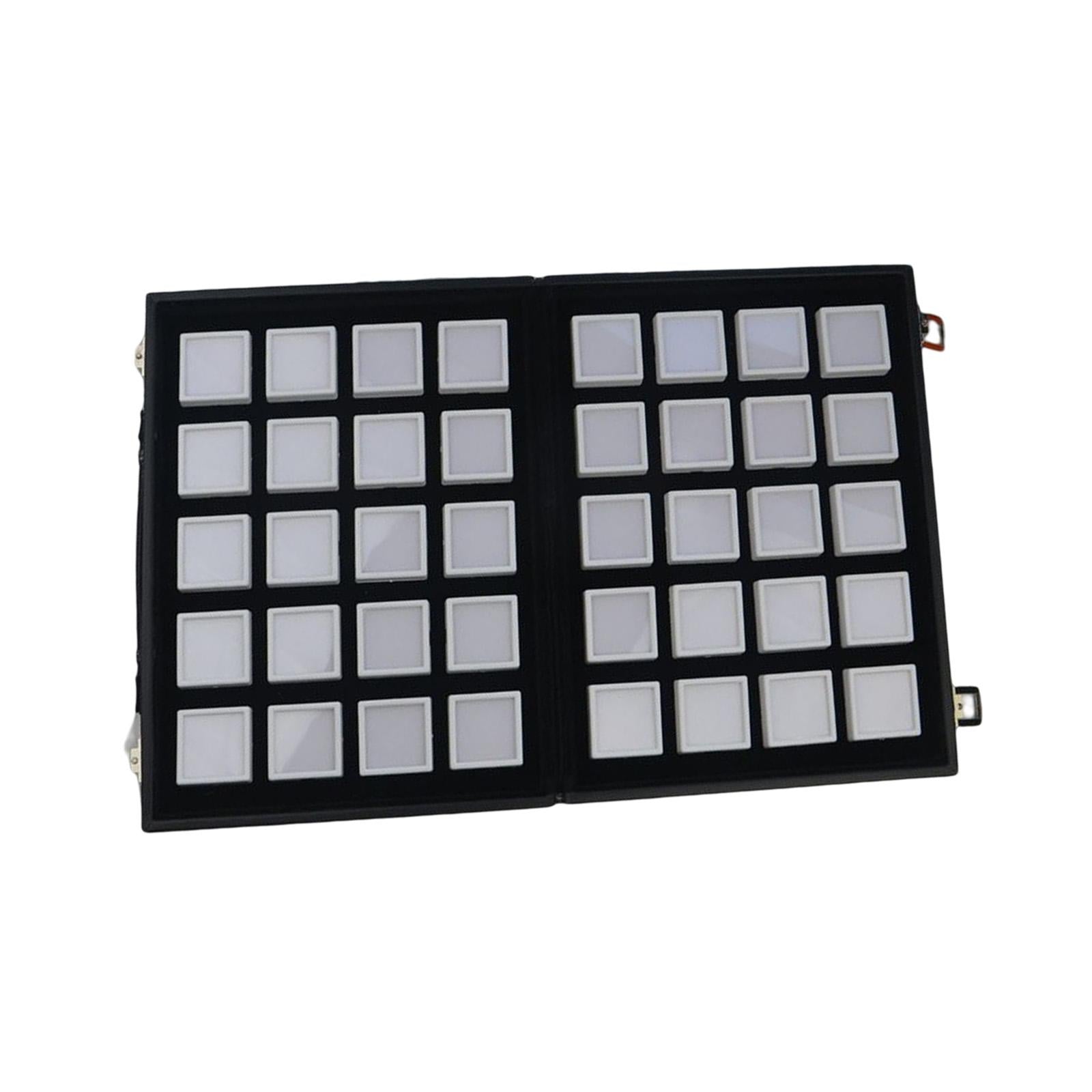 Diamond Gemstone Display Tray Multigrid Showcase Portable for Store Show white 40 grid