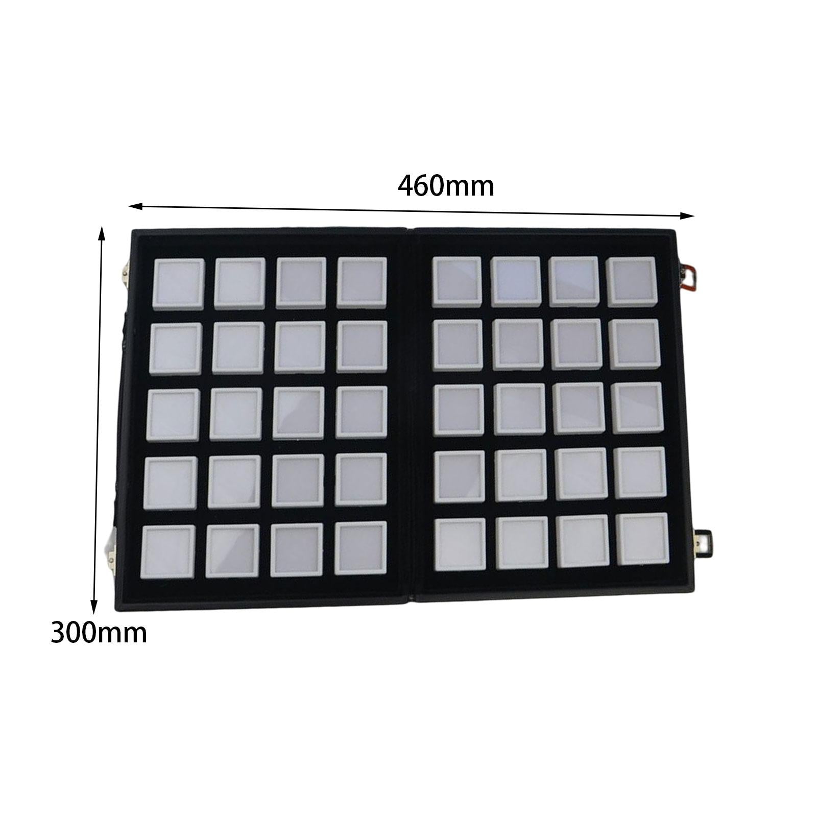 Diamond Gemstone Display Tray Multigrid Showcase Portable for Store Show white 40 grid