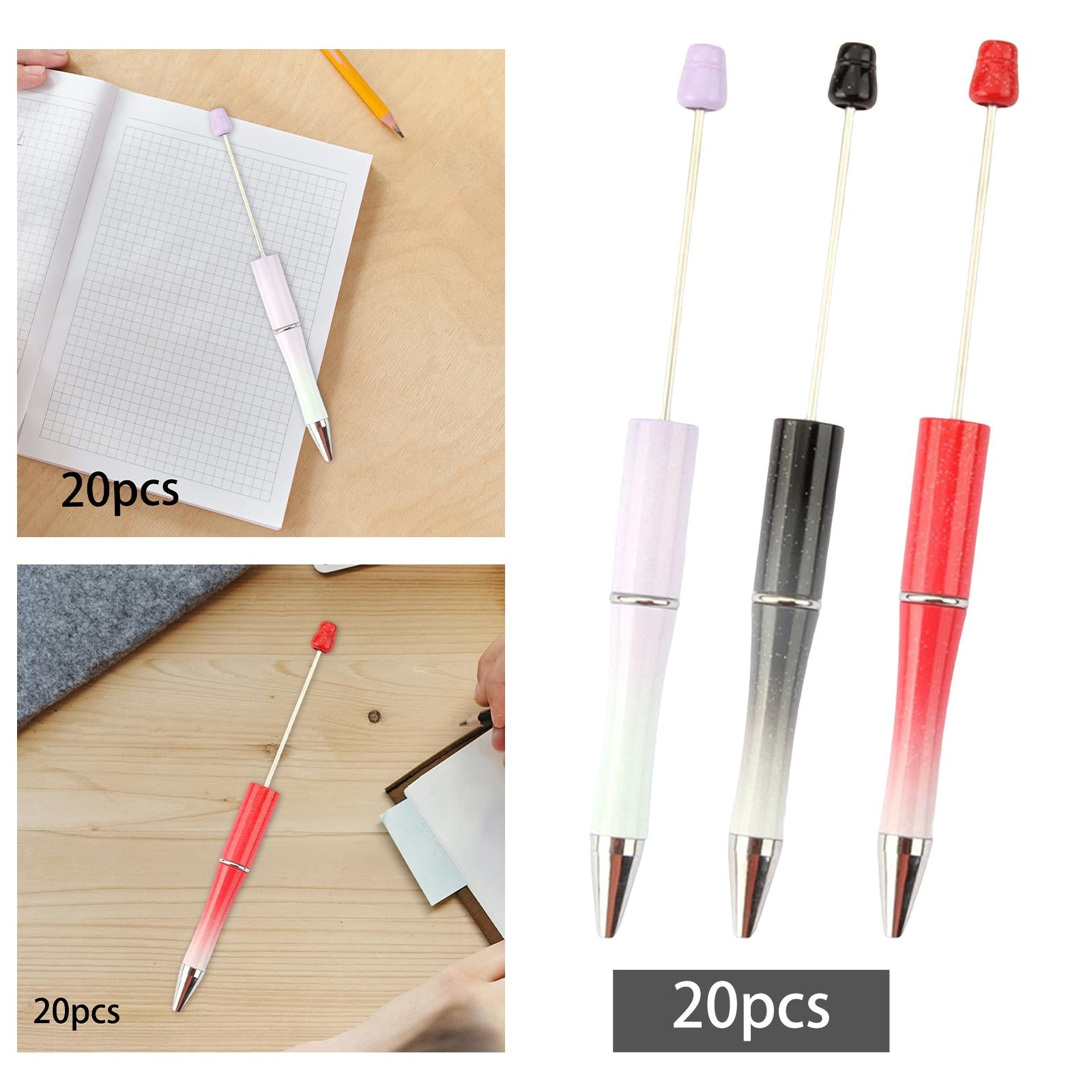 20Pcs Bead Pens Ball Pen DIY Printable Creative for Exam Stationery Supplies Purple