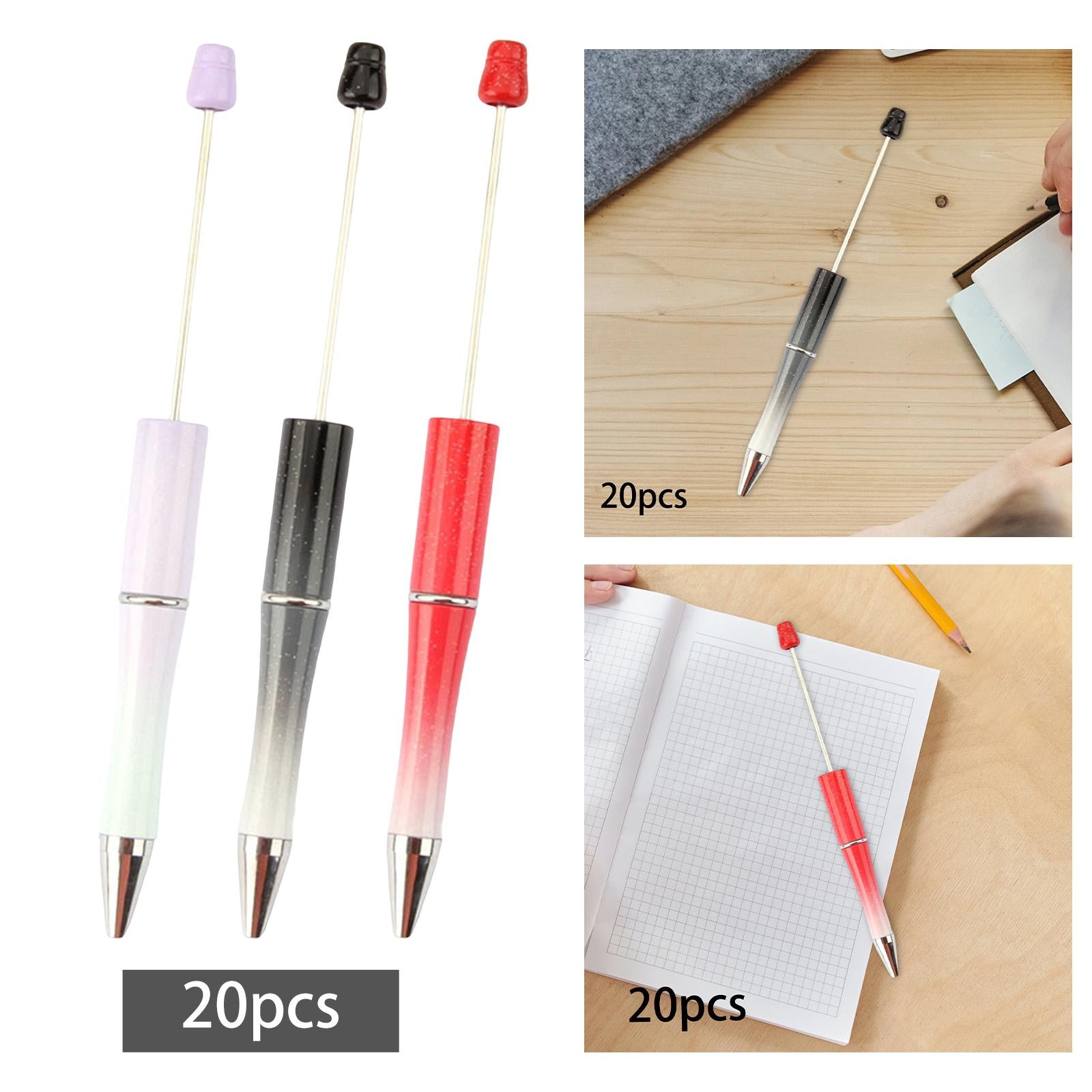 20Pcs Bead Pens Ball Pen DIY Printable Creative for Exam Stationery Supplies Purple