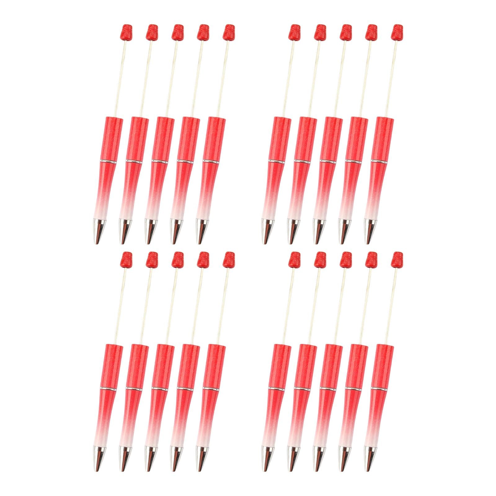 20Pcs Bead Pens Ball Pen DIY Printable Creative for Exam Stationery Supplies Red