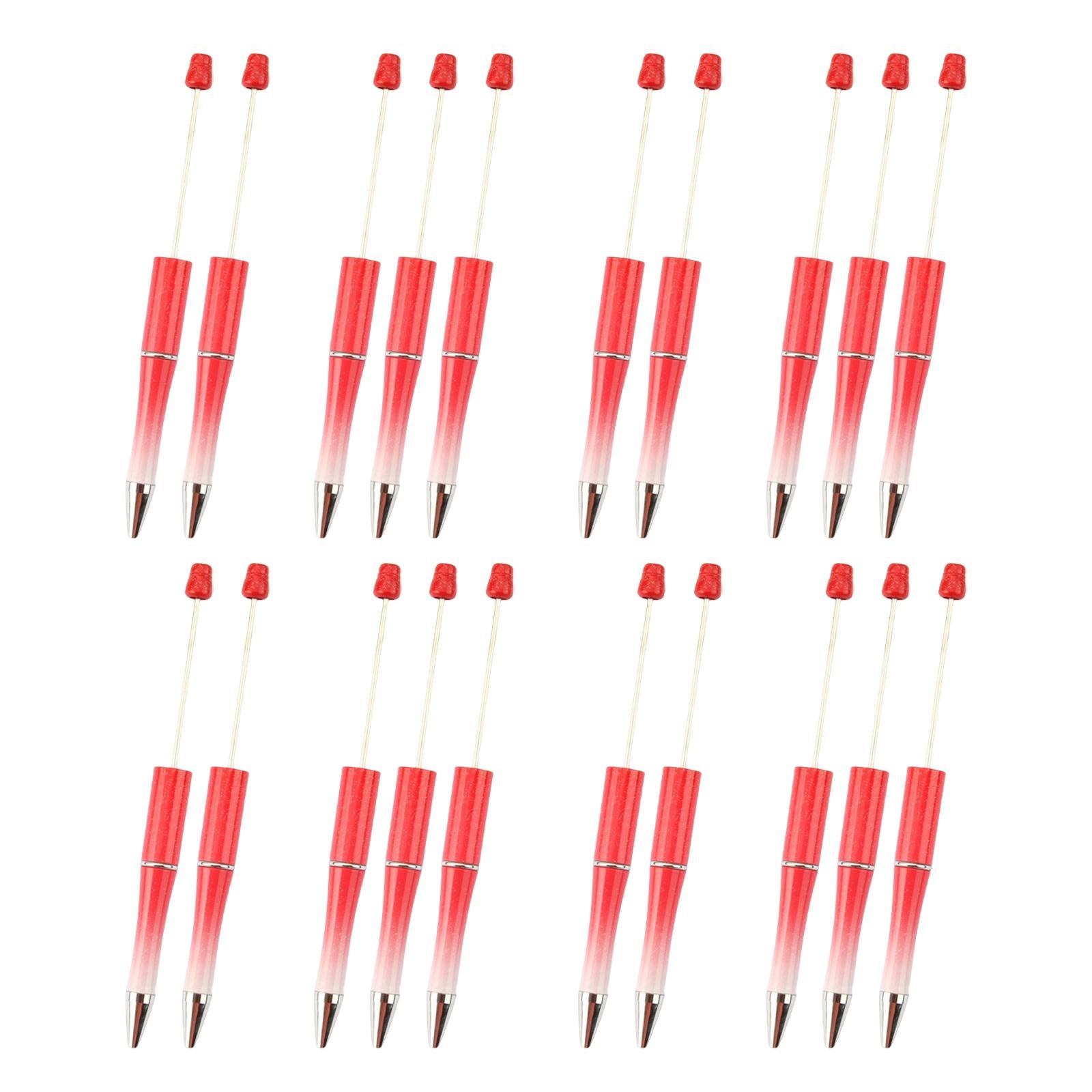 20Pcs Bead Pens Ball Pen DIY Printable Creative for Exam Stationery Supplies Red