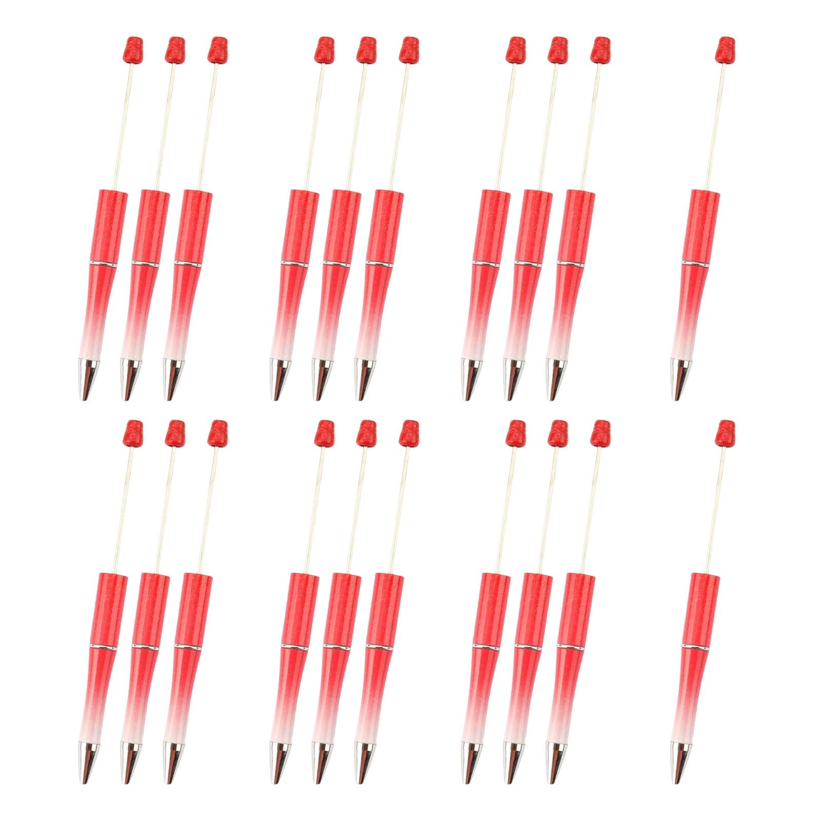 20Pcs Bead Pens Ball Pen DIY Printable Creative for Exam Stationery Supplies Red