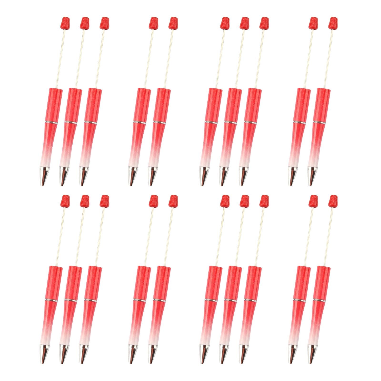 20Pcs Bead Pens Ball Pen DIY Printable Creative for Exam Stationery Supplies Red