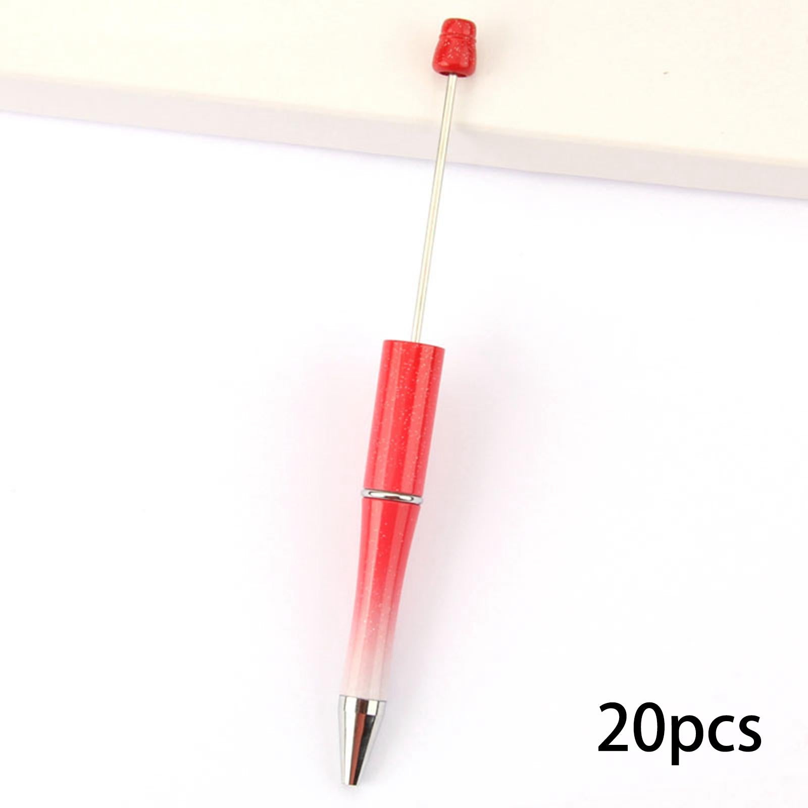 20Pcs Bead Pens Ball Pen DIY Printable Creative for Exam Stationery Supplies Red