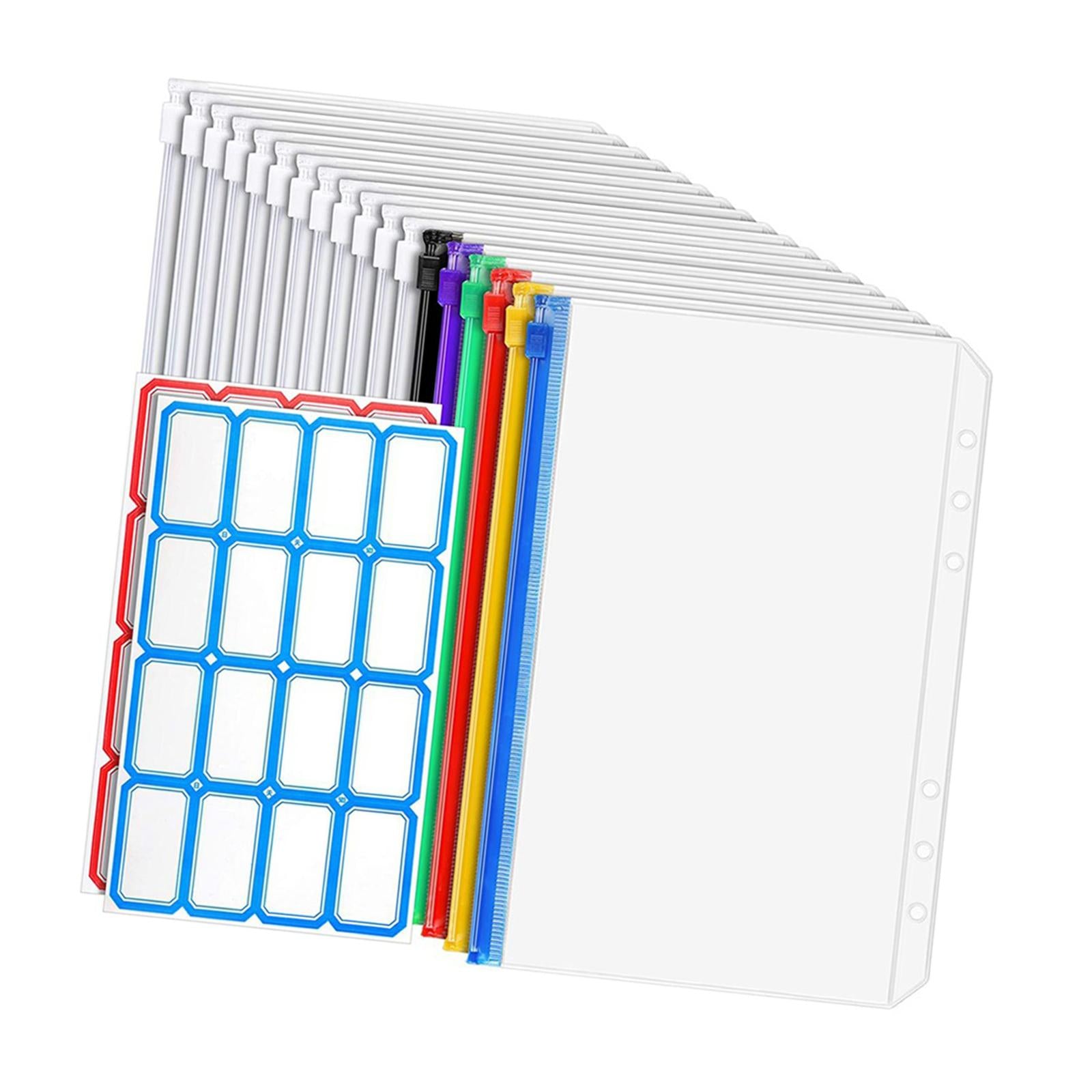 18 Pieces Clear Zipper Folders Loose Leaf Bags Waterproof for Budget Binder