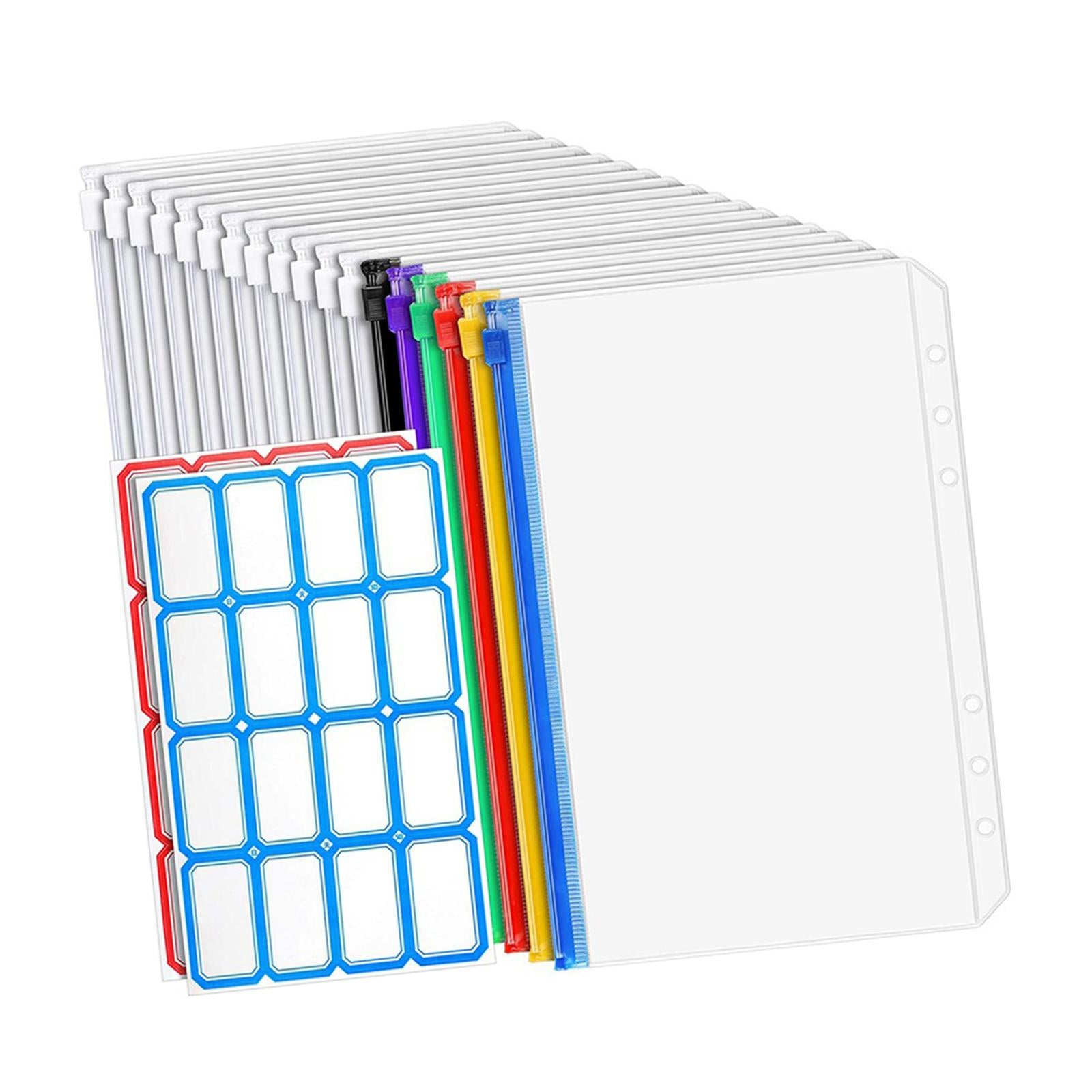 18 Pieces Clear Zipper Folders Loose Leaf Bags Waterproof for Budget Binder