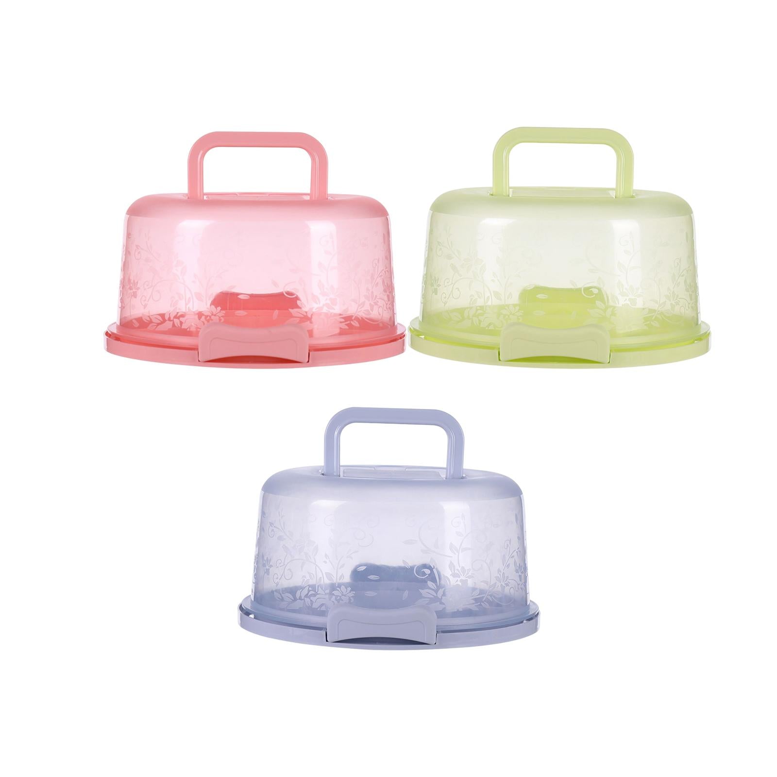 Cake Container with Lid Cover Handle Cake Storage Container for Pies Dessert Pink