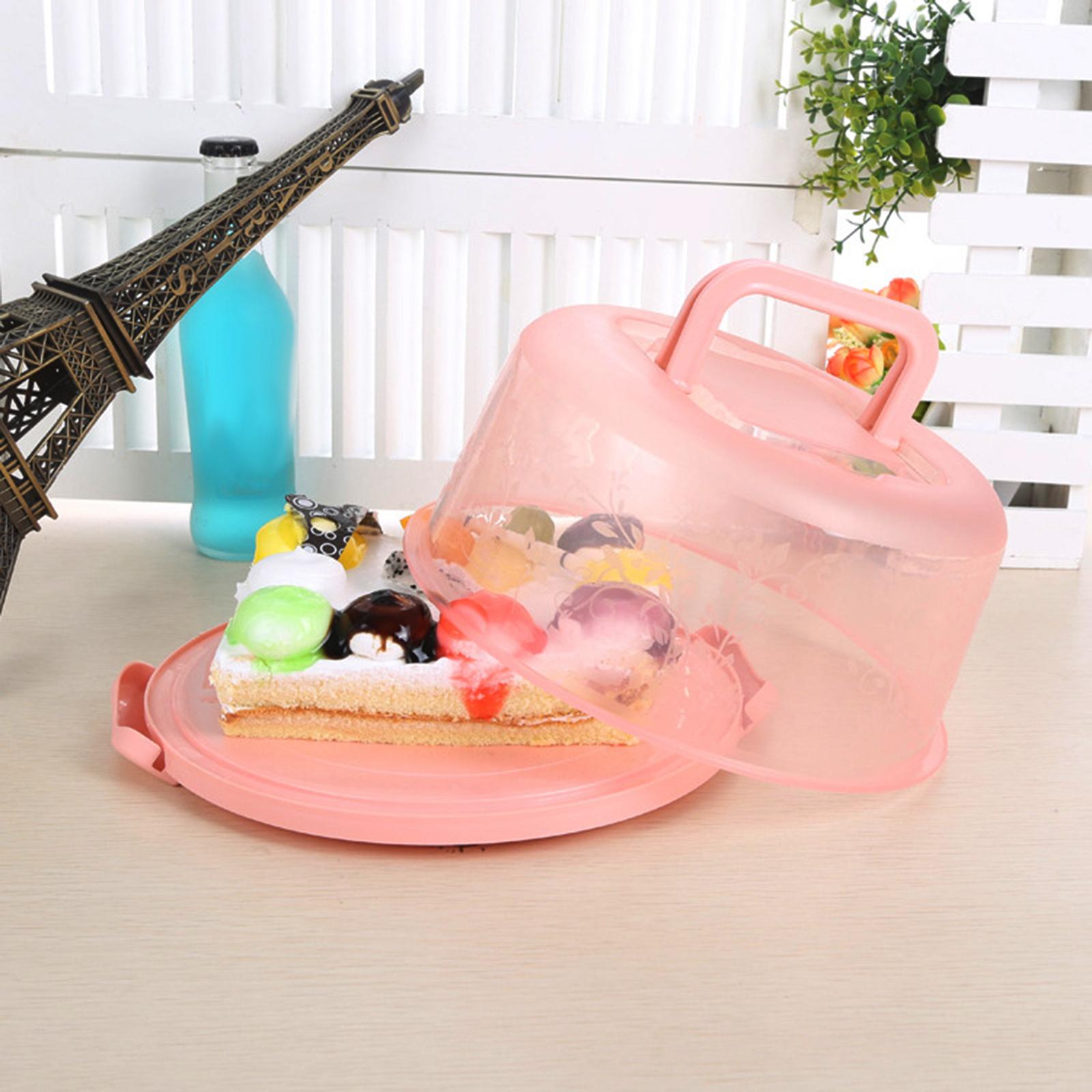 Cake Container with Lid Cover Handle Cake Storage Container for Pies Dessert Pink