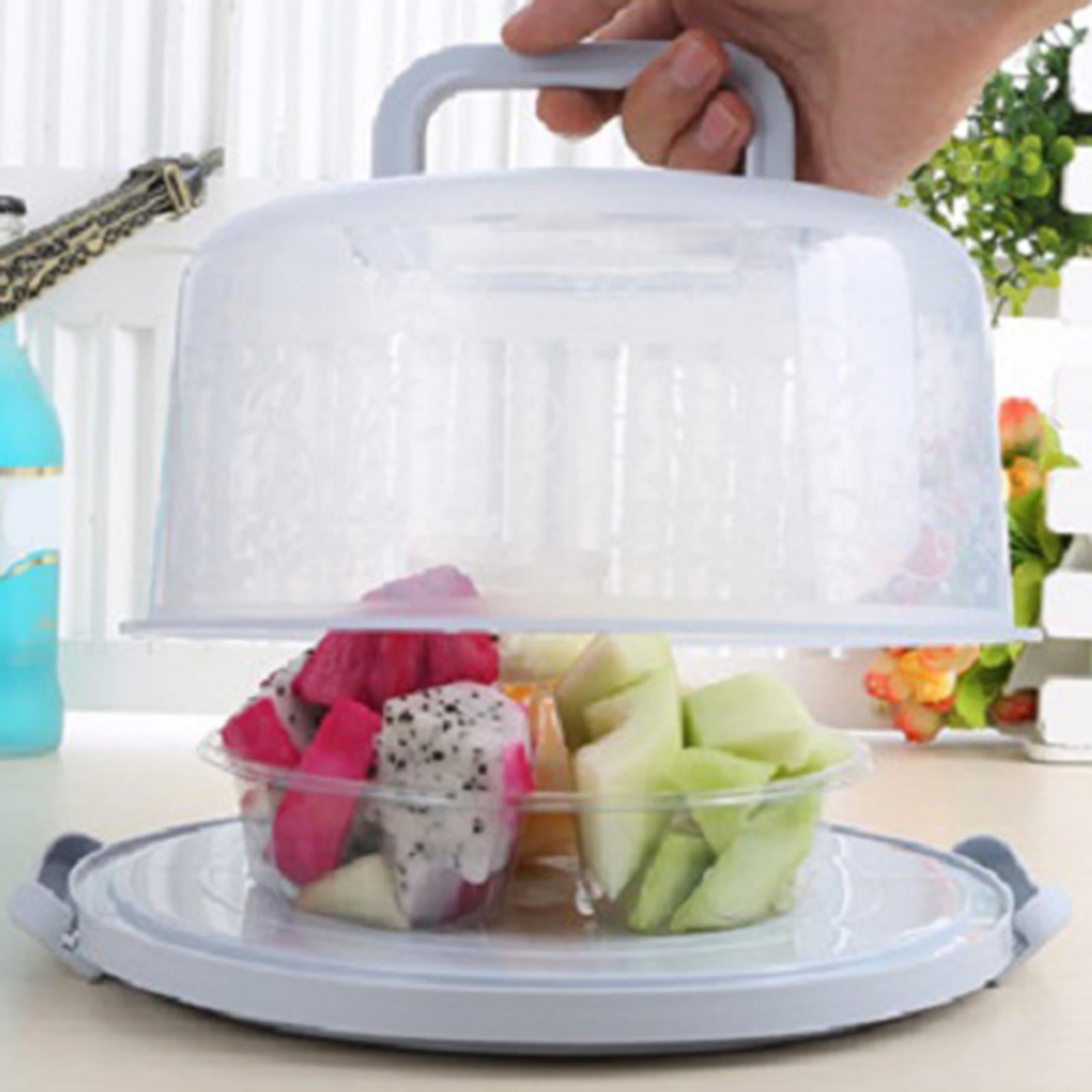 Cake Container with Lid Cover Handle Cake Storage Container for Pies Dessert Blue