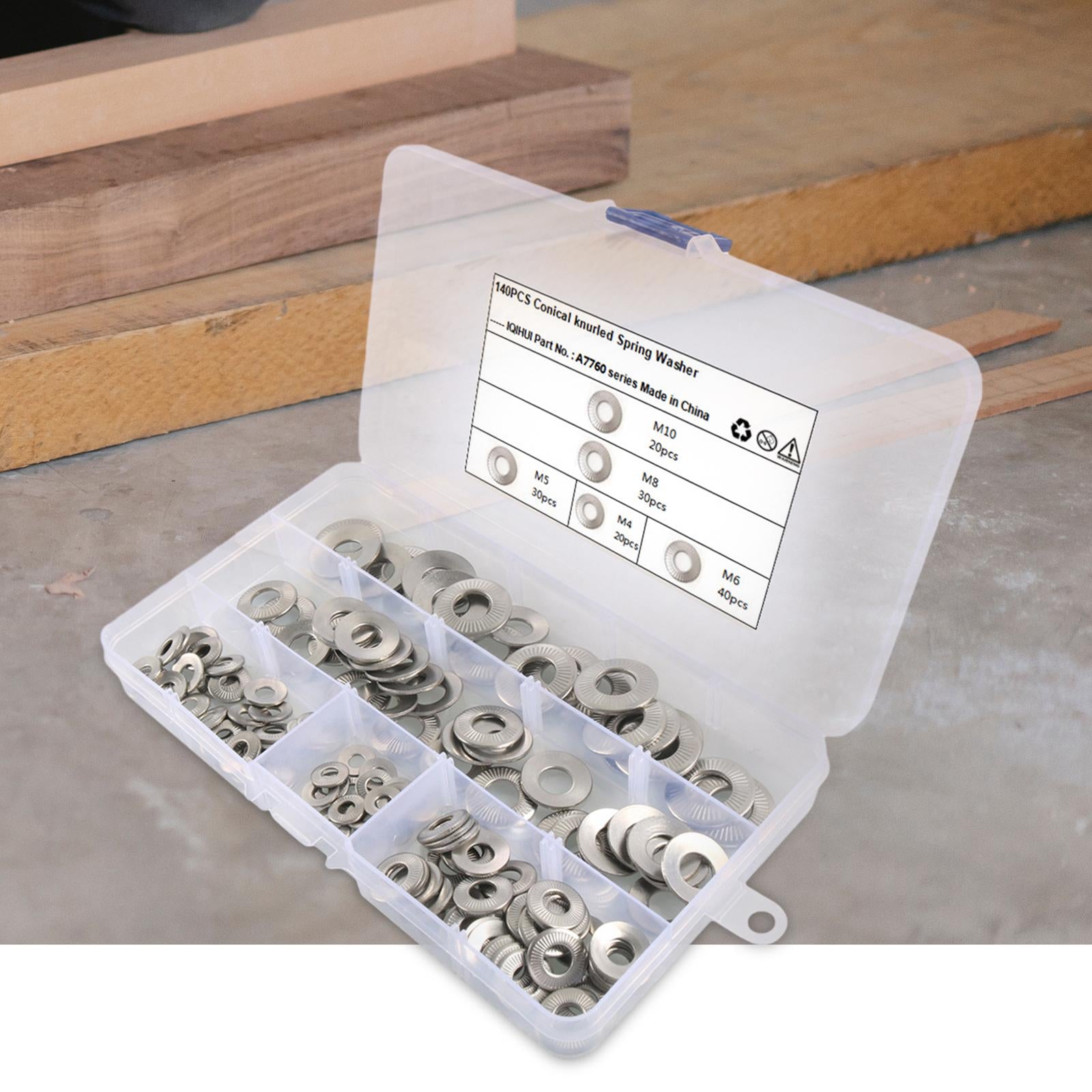 140Pcs Disc Spring Serrated Lock Washer Knurled Elastic Gasket for Aerospace