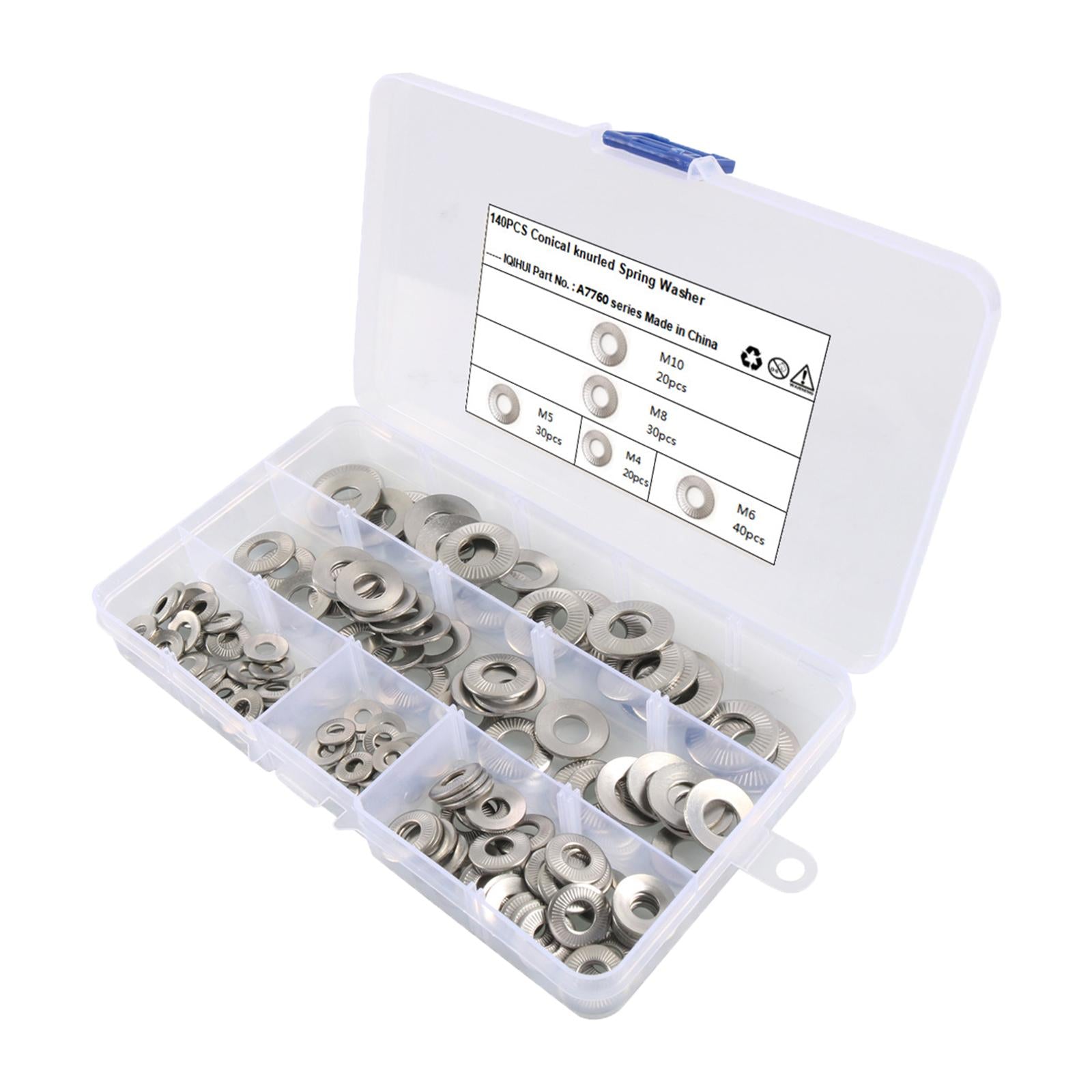 140Pcs Disc Spring Serrated Lock Washer Knurled Elastic Gasket for Aerospace
