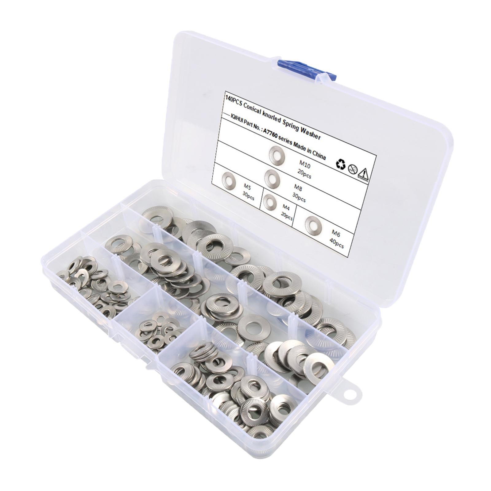 140Pcs Disc Spring Serrated Lock Washer Knurled Elastic Gasket for Aerospace