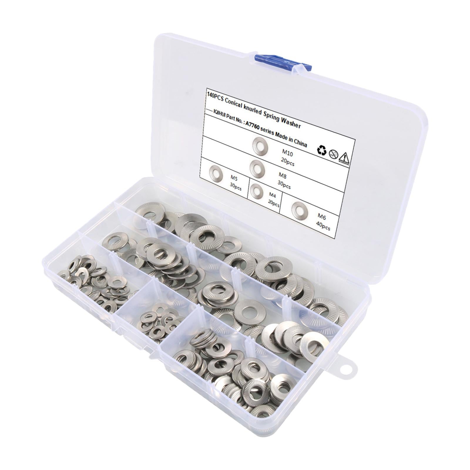 140Pcs Disc Spring Serrated Lock Washer Knurled Elastic Gasket for Aerospace