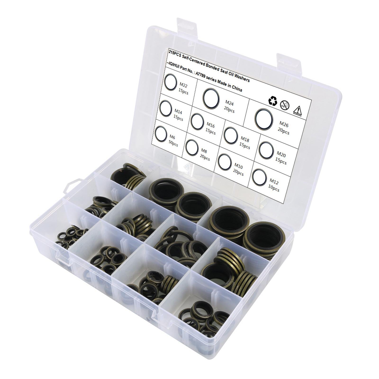 215x Rubber O rings Set Crush Washer Metric Durable Washer Gasket Set for Car