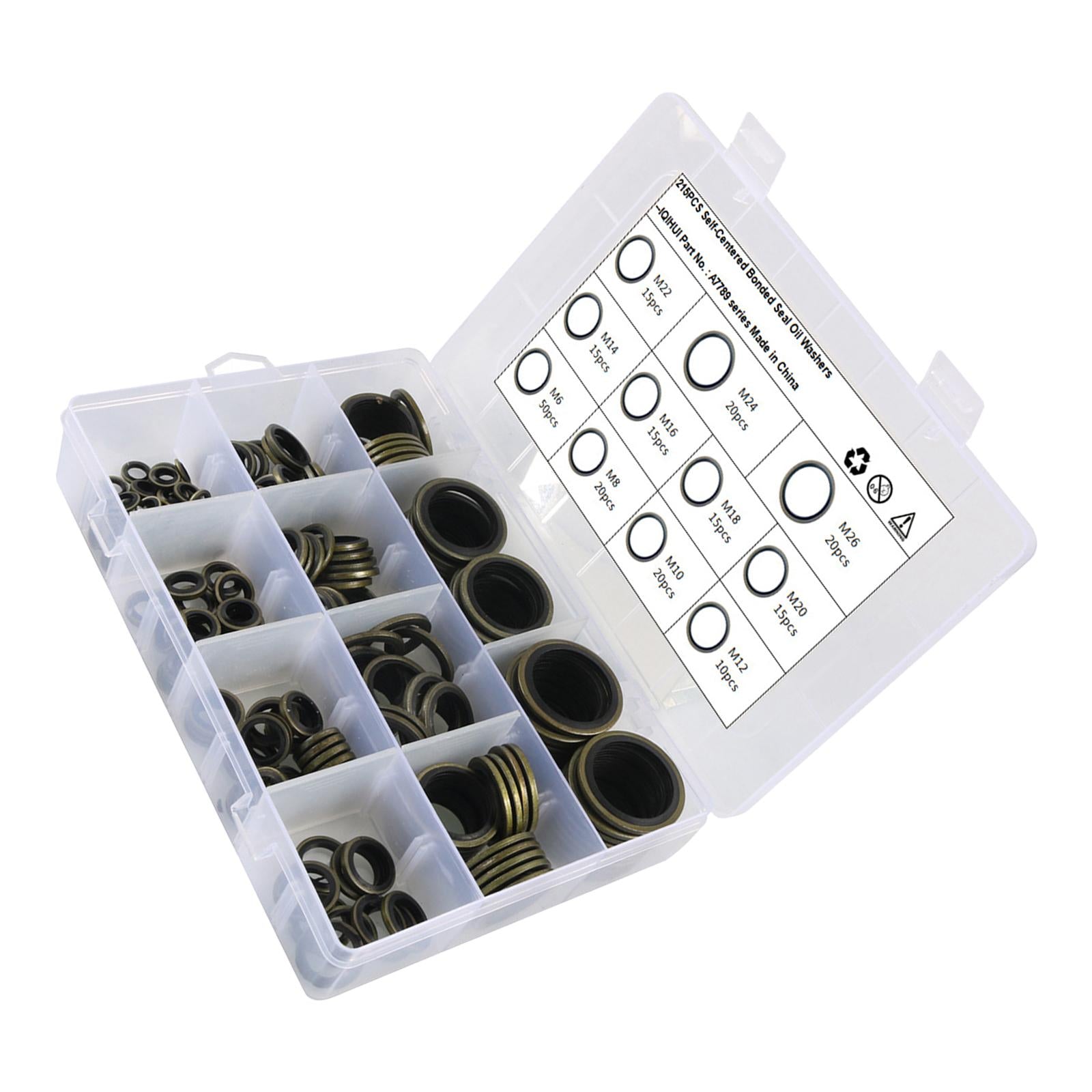 215x Rubber O rings Set Crush Washer Metric Durable Washer Gasket Set for Car