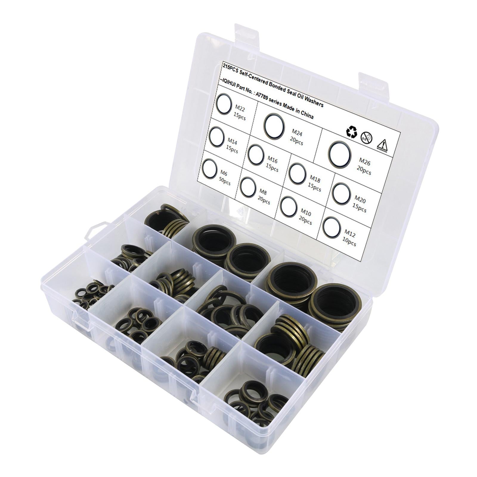 215x Rubber O rings Set Crush Washer Metric Durable Washer Gasket Set for Car