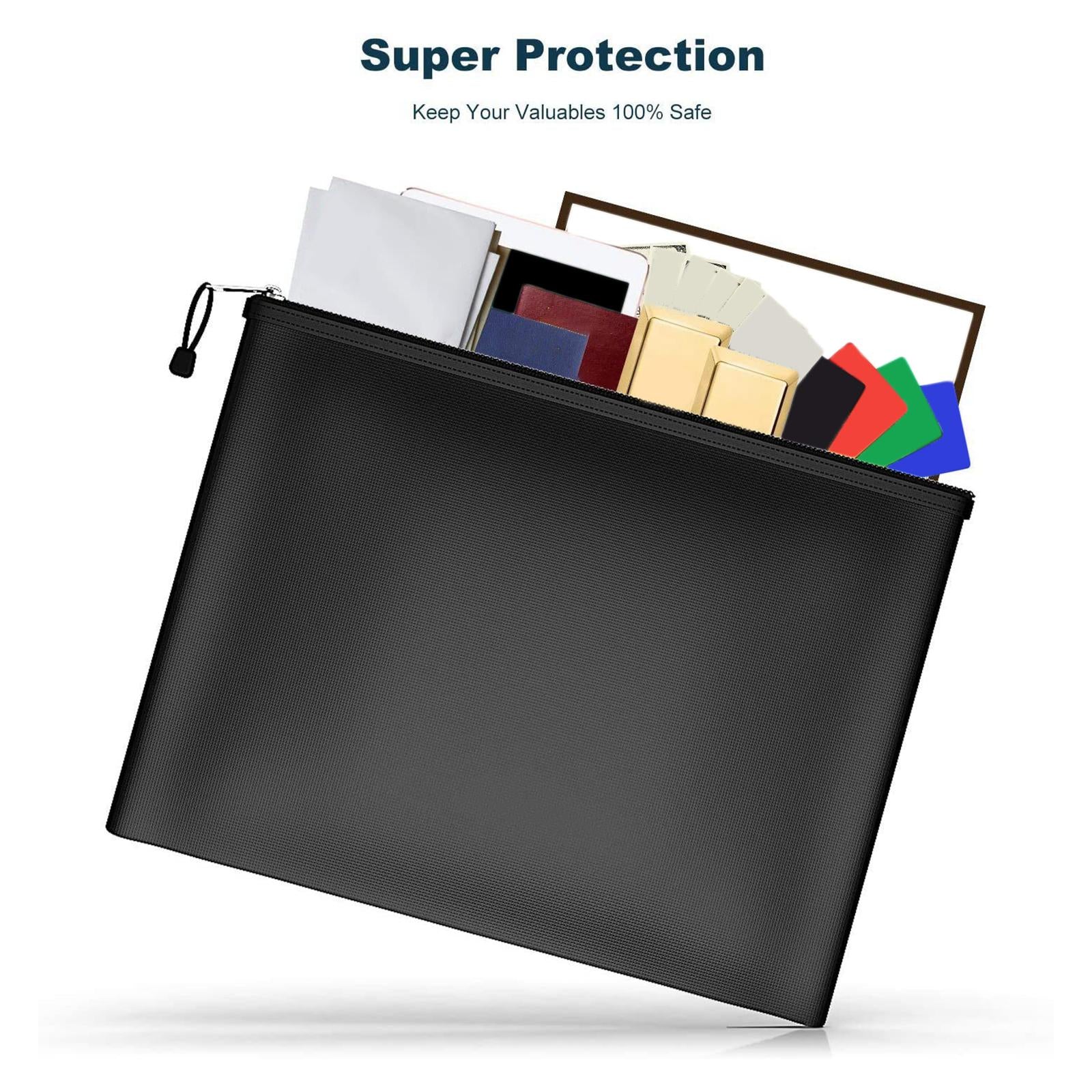 Waterproof Document Pouch Portable Fireproof money pouch for Contract Medium