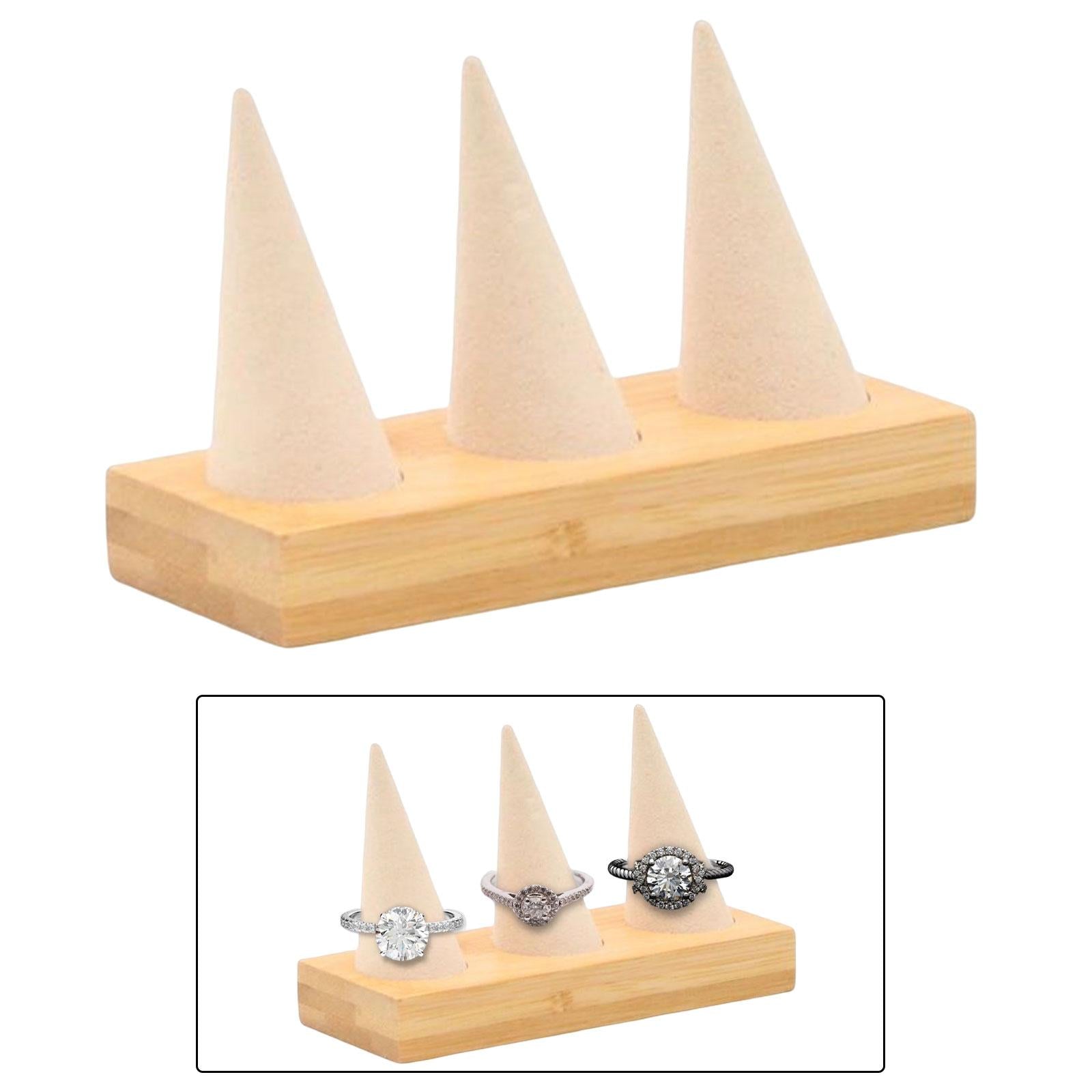 Ring Display Stand Jewelry Holder for Home Retail Stores Countertops Beige 3